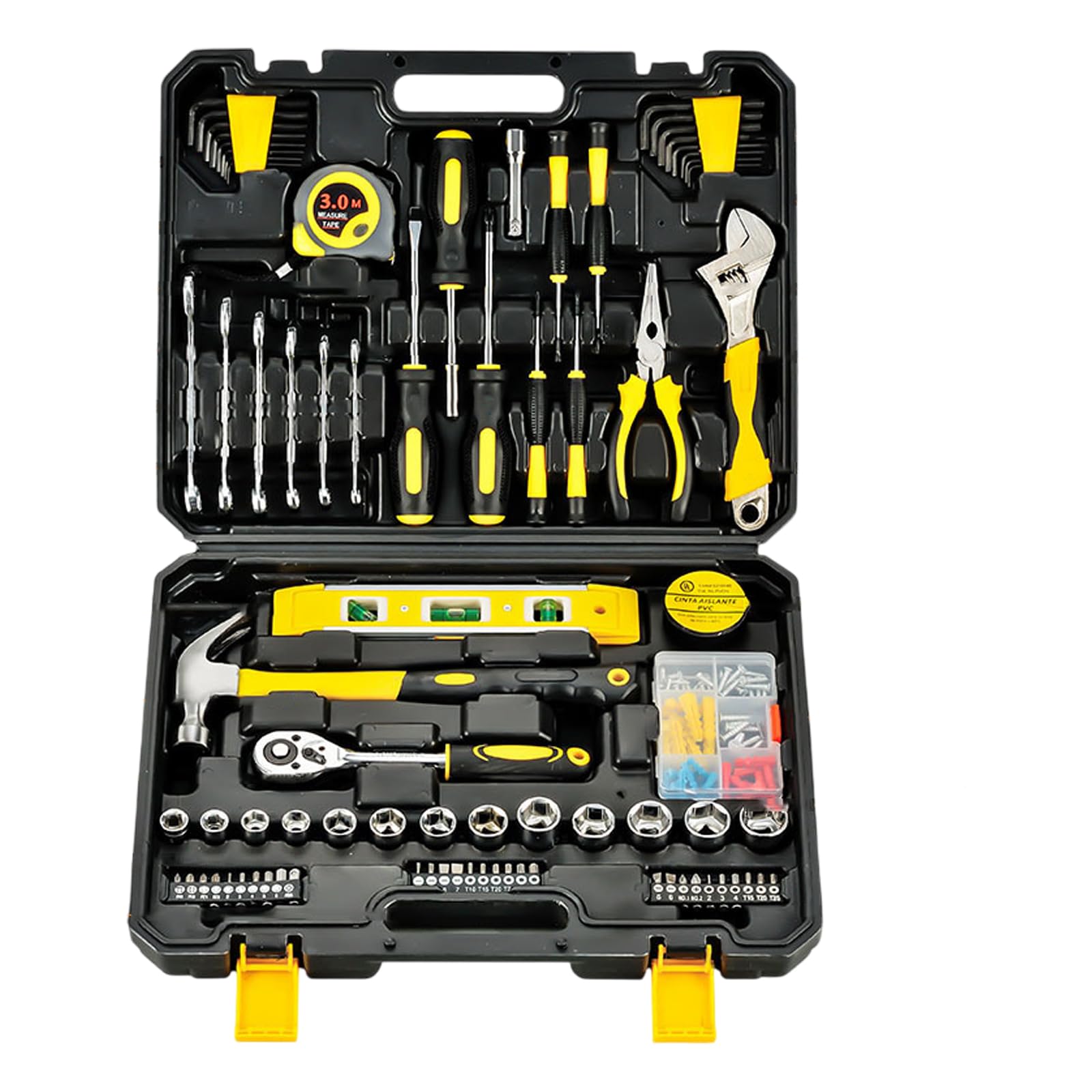 Tsophreniq 108Pcs Household Hand Tool Set Manual Combination Wrench Screwdriver Socket Extension Woodworking Garden Wrench Screwdriver Socket Extension