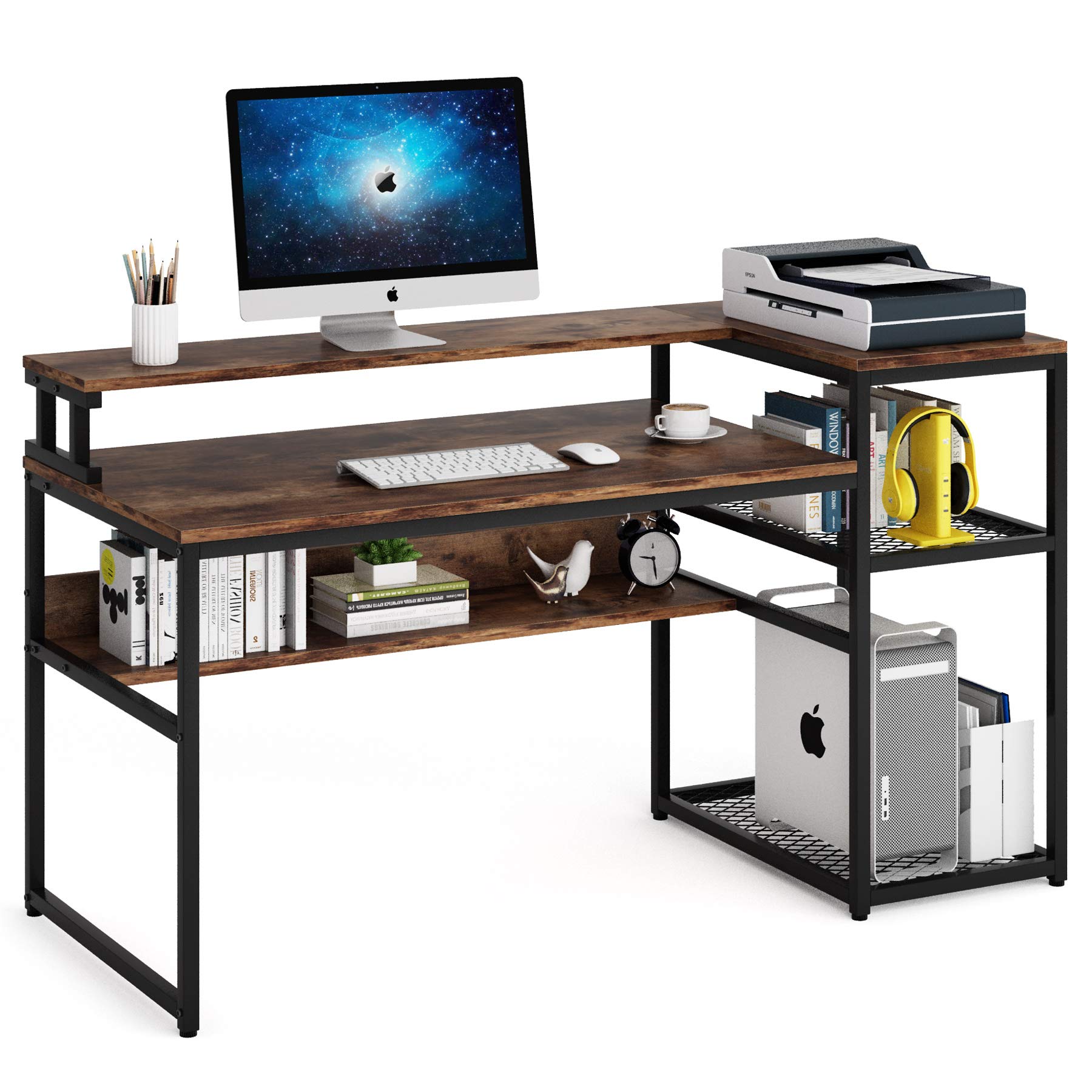 Buy Tribesigns Computer Desk with Hutch and Storage Shelves, 63 inch