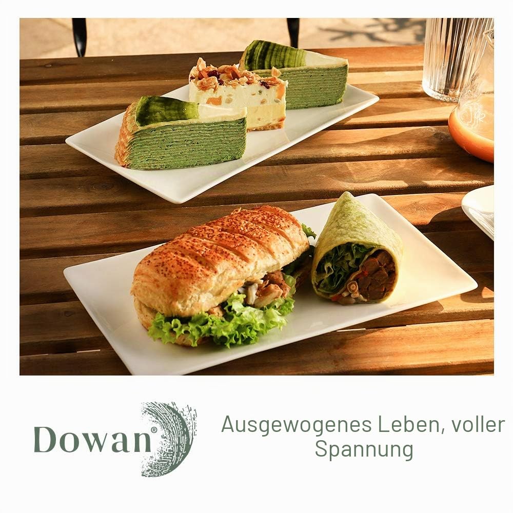 DOWAN Servierplatte Porzellan, 30,5 x 15,2 cm Rechteckige Servierplatten, Servierteller für Dessert, Vorspeisen, Fleisch, Fisch, Sushi, Gericht usw, Rechteckige Teller 4 Stück, Soft White