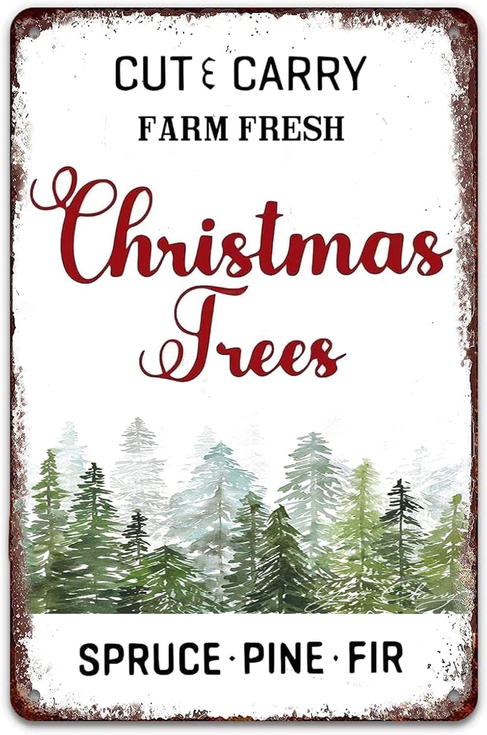 SMAZDFXX Christmas Trees Metal Tin Sign Vintage Christmas Wall Decor Inspirational Quote Retro Tin Poster Plaque for Home Farm Pub Shop Man Cave Restaurants Bar Cafes 8"x12"
