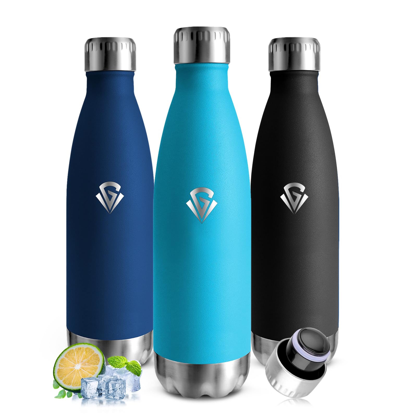 Mujigaga 500ml Insulated Water Bottle, Leak-Proof, Kids Water Bottle, BPA Free, Vacuum Insulation, Stainless Steel Water Bottles, Thermal Bottle for Travel, Outdoor, Work