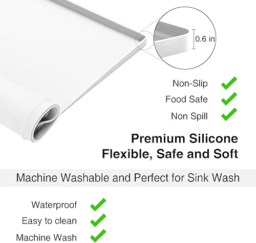 Miniatura 5 de SEIRI 2 fundas para lavadora y secadora para la parte superior, 26 x 18 pulgadas, protector superior de silicona para secadora, antideslizante,