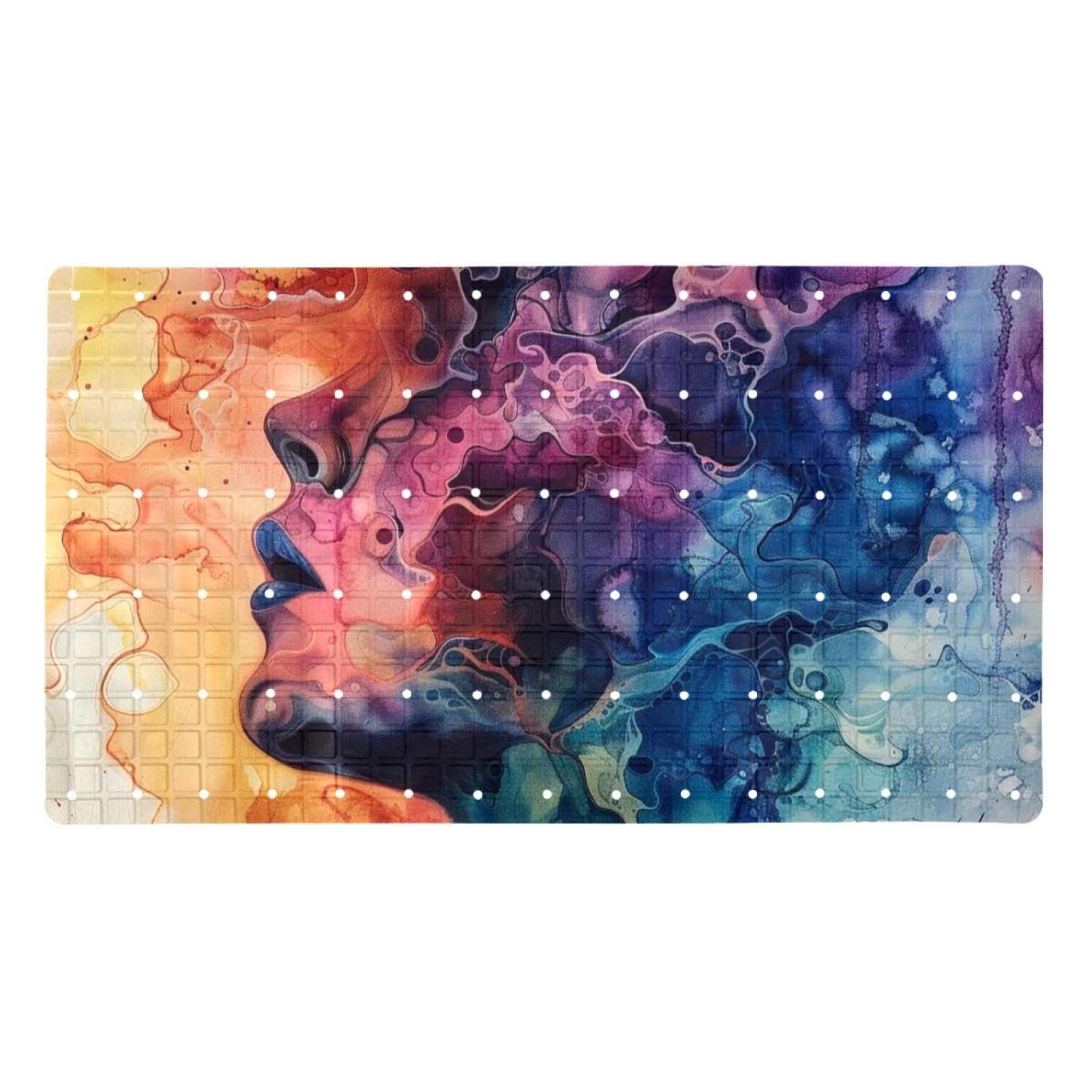 Tapis de bain antidérapant PVC extra long Mystical Aquarelle Woman pour douche