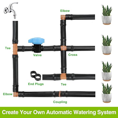 Vista 18 de Cozy Tower Kit de riego por goteo de 10 piezas, piezas de accesorios de tubería de riego por goteo de 1/2 pulgada, conectores de púas de manguera