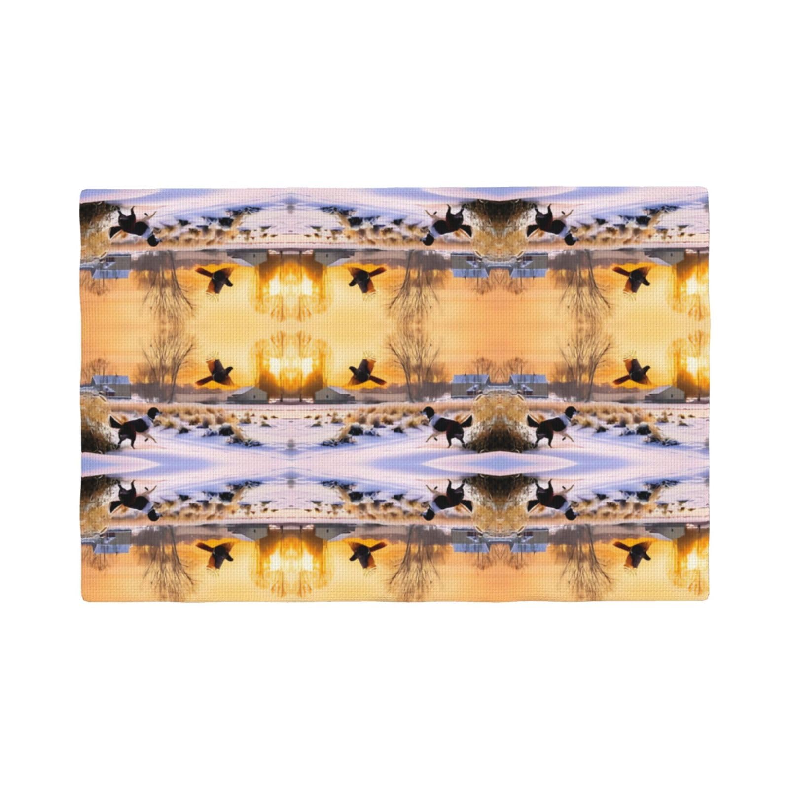 Dog Catching Pheasant Imitation Linen Placemat – Elegant Double-Sided Printed Table Mat for Home, Dining, Weddings