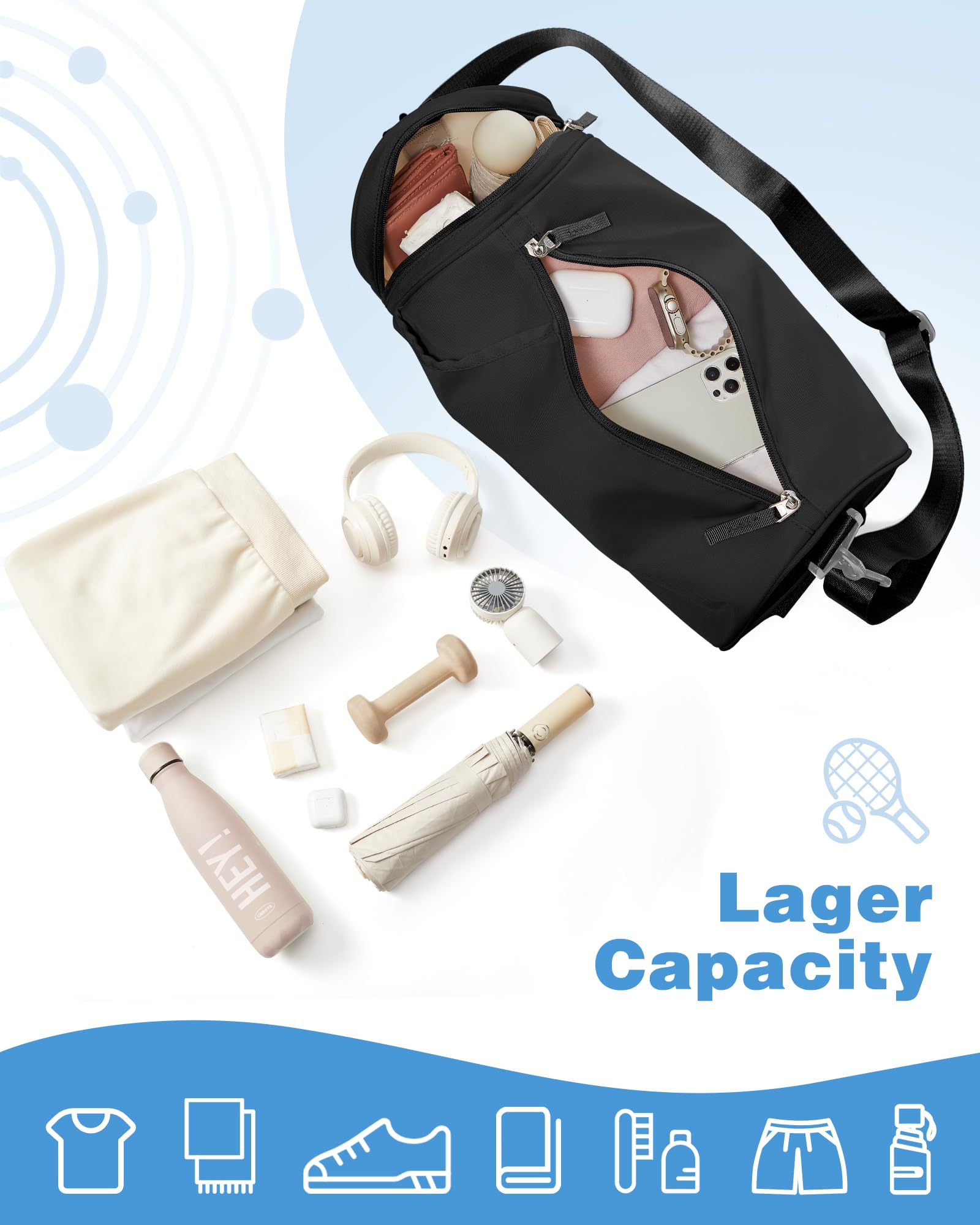 Bolsa de gimnasio, a2-Negro, Small, Bolsa de gimnasio