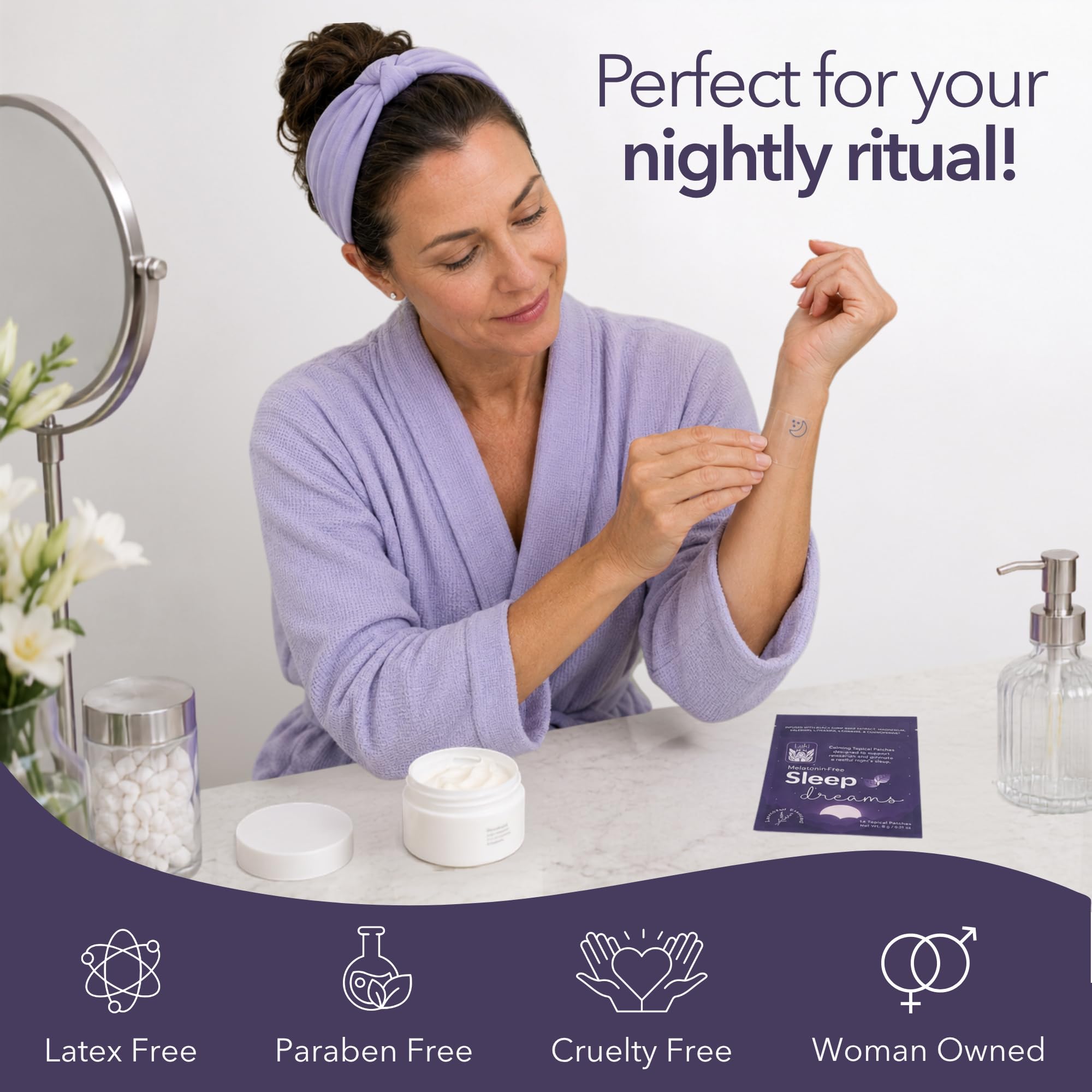 Laki Naturals Sleep Patches, Melatonin-Free Sleep Aid for Adults (14ct) — Amazon image 4