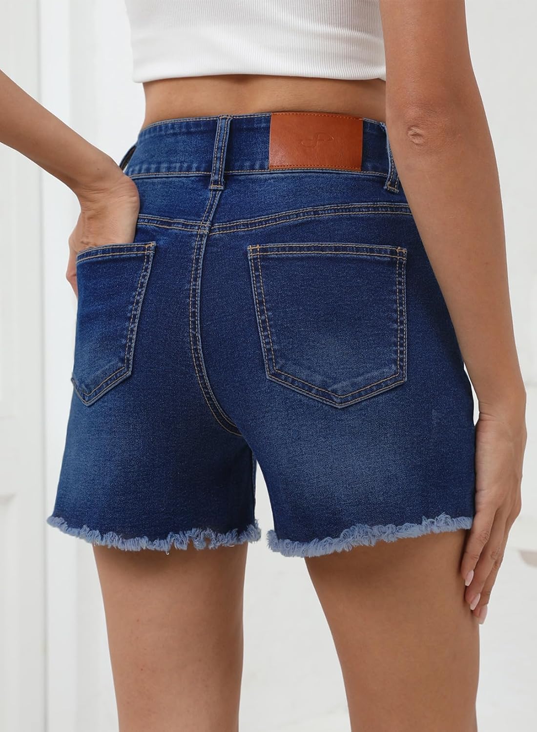 Sidefeel Women's Jean Shorts High Waisted Stretchy Raw Hem Summer Denim Shorts with Pockets - Image 2