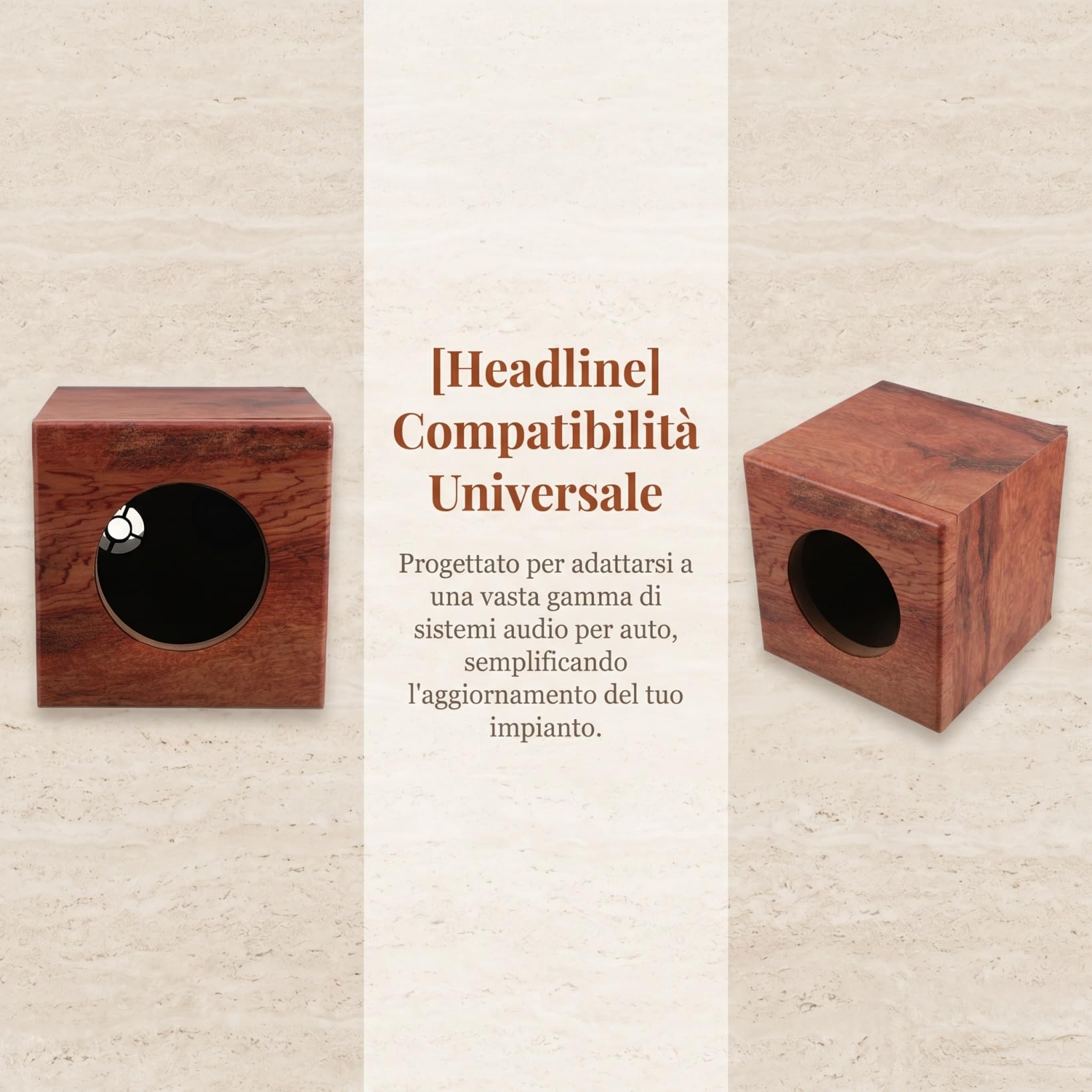Ganazono Cassa Acustica in Legno Con Finitura Elegante Cachi Scatola Audio Vuota Resistente Per Altoparlanti Auto E Subwoofer Per Camion Migliora Stabilità Sonora E Qualità Audio in Viaggi