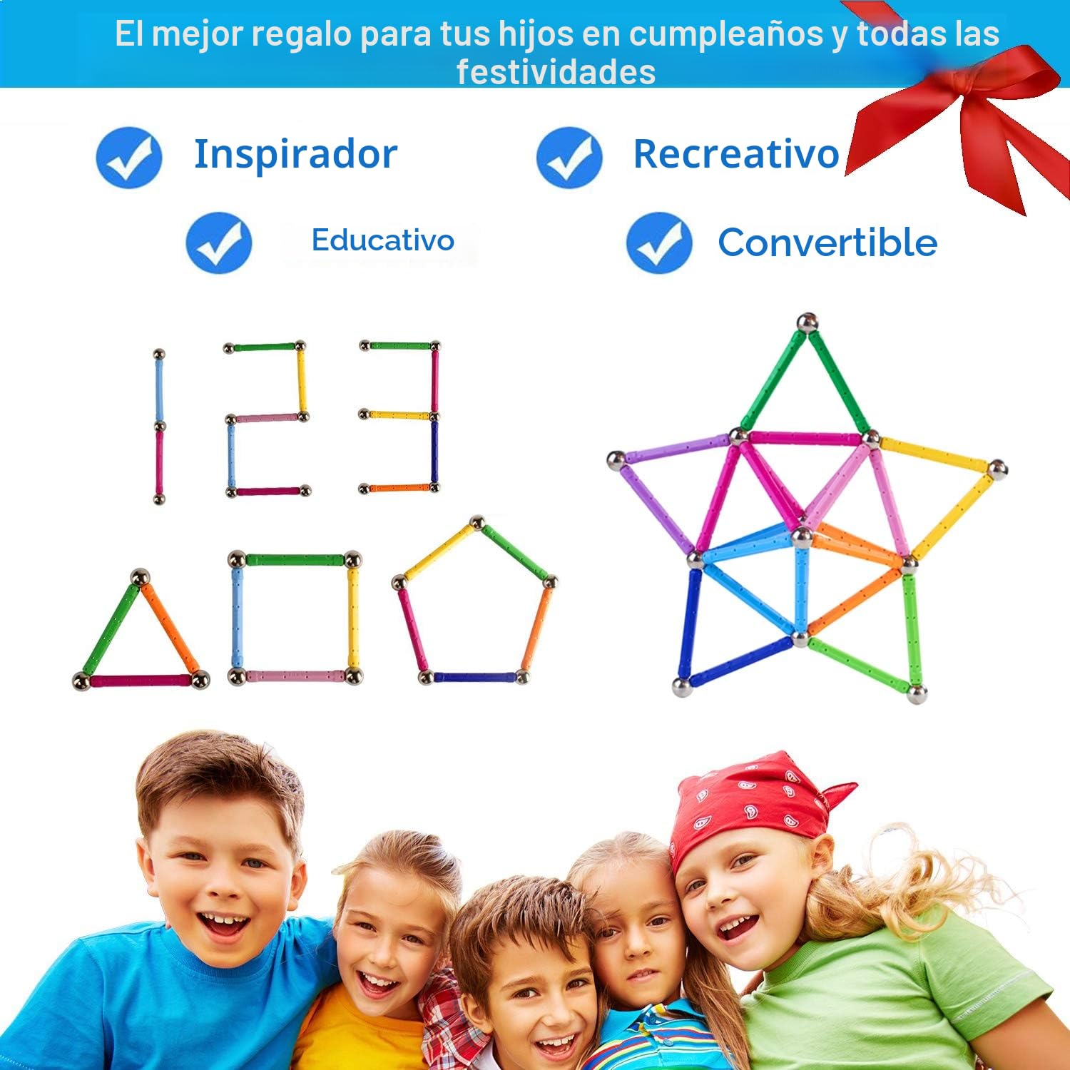 Beicarin 150 Unidades de Bloques de construcción magnéticos, Juguetes educativos con imán de Bloques magnéticos, Juguetes apilables para niños y Adultos, Rompecabezas 3D con Bolsa de Almacenamiento