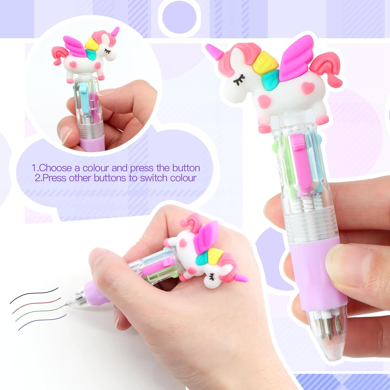 Scettar 32Pcs Multicolor Pen in One 4-in-1, Cute Ballpoint Pens Bulk for School Office, Classroom Prizes, Fun Writing Gifts Goodie Bags Stuffers Party Favors image 4