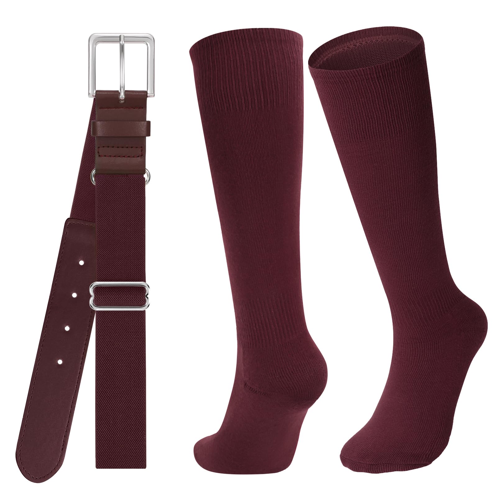 JASGOOD Baseball Socks and Belt for Youth Adult Softball Socks and Belt Combo Elastic Belt for Men