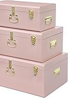 Vista 115 de Vixdonos Juego de 2 baúles decorativos de almacenamiento de caja de metal con asa (blanco con cierres de bronce)
