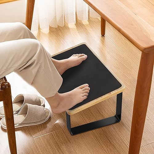 Miniatura 6 de Reposapiés para debajo del escritorio en el trabajo, taburetes ergonómicos de madera con metal con superficie de goma antideslizante, reposapiés de