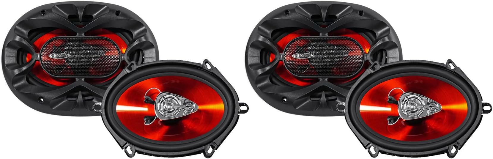 (4) Boss Audio CH5730 600 Watt 5x7" Car Audio Stereo Coaxial 3-Way Speakers