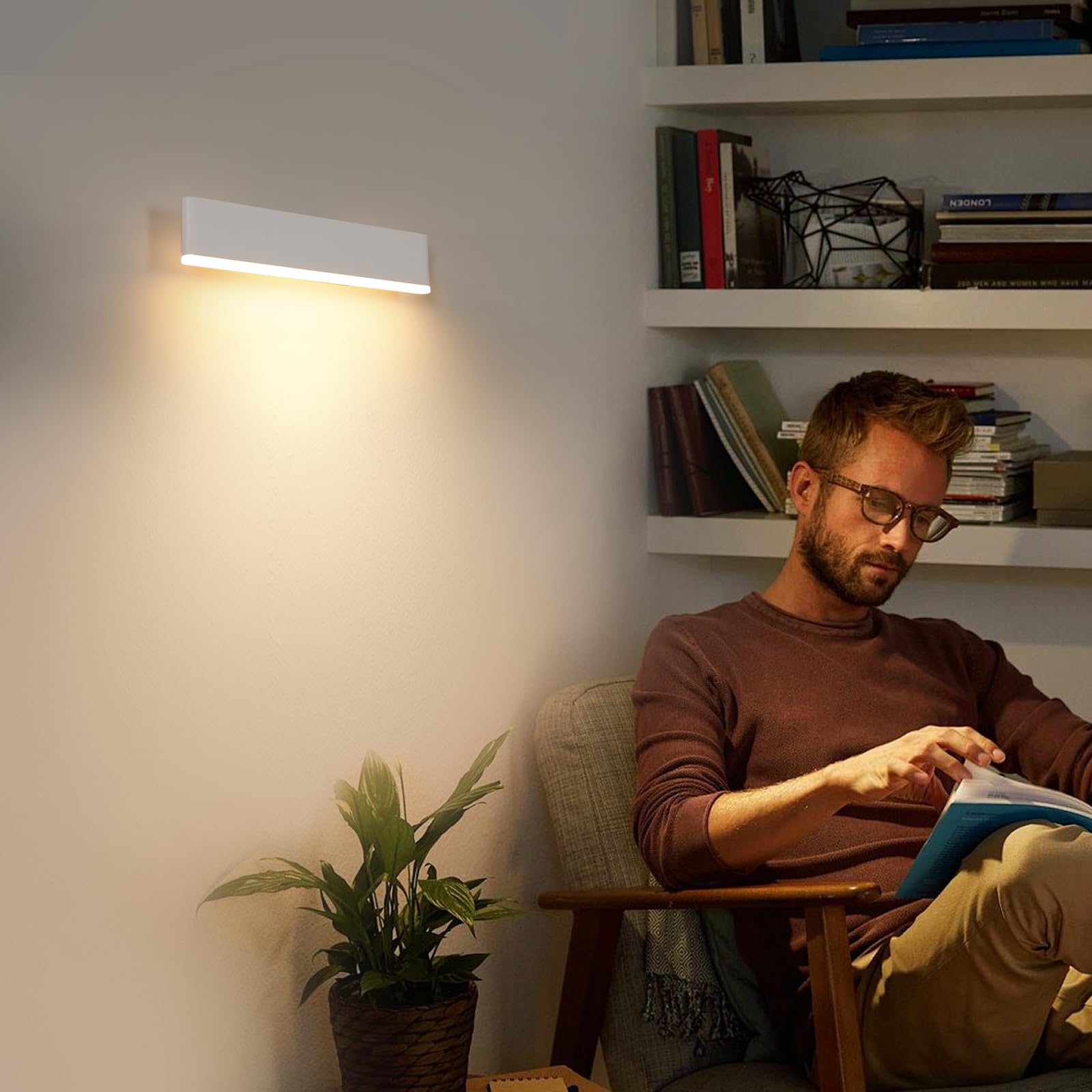 Applique Parete LED Interno, Ruotabile A 360° Moderna Bianca | Lampada da Parete in Metallo e Acrilico Per Camera da Letto, Corridoio, Soggiorno