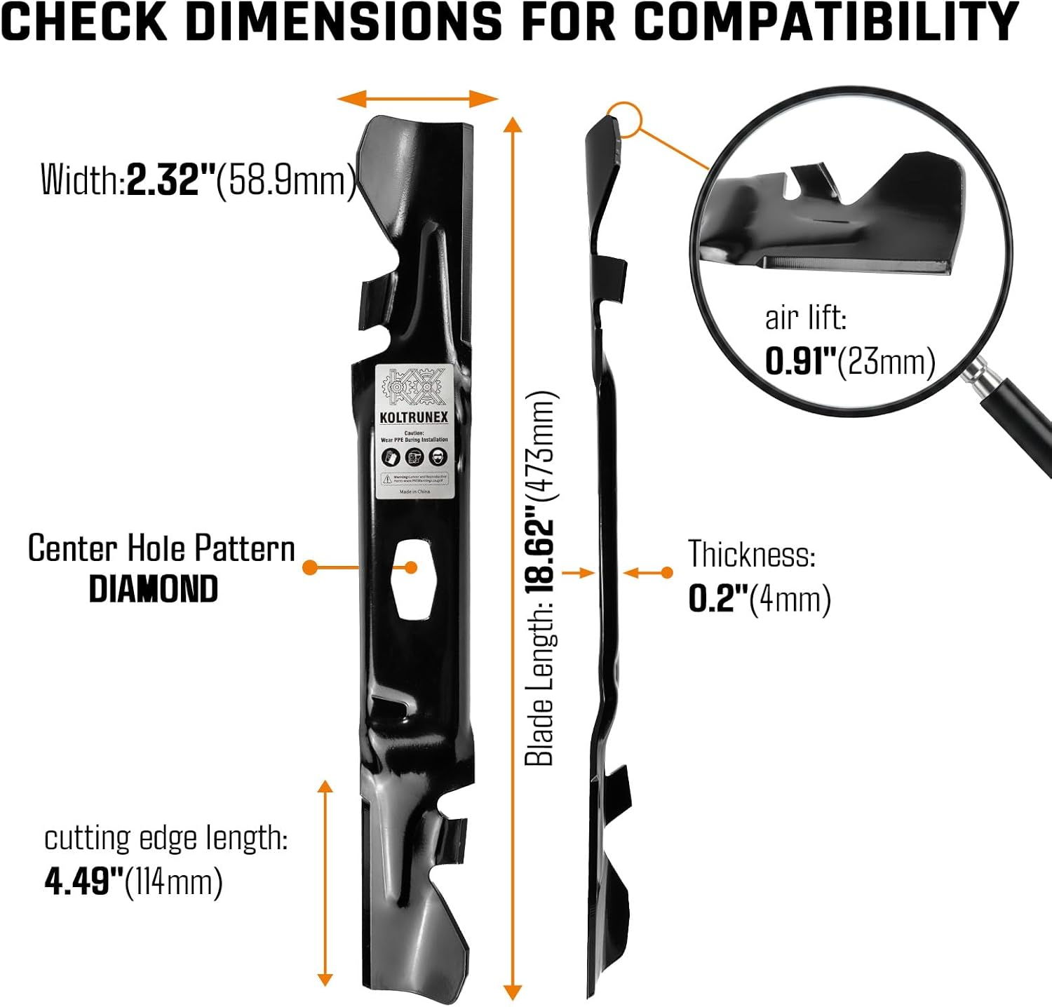 3 Pack Mulching Mower Blades 54 Inch Replacement for Cub Cadet Troy Bilt MTD 742P05286-X 742P05086-X 742-05530-X Fits Ultima ZT1 ZT2 ZTS2 XT1 XT2 Diamond Center Hole with Nuts and Washes