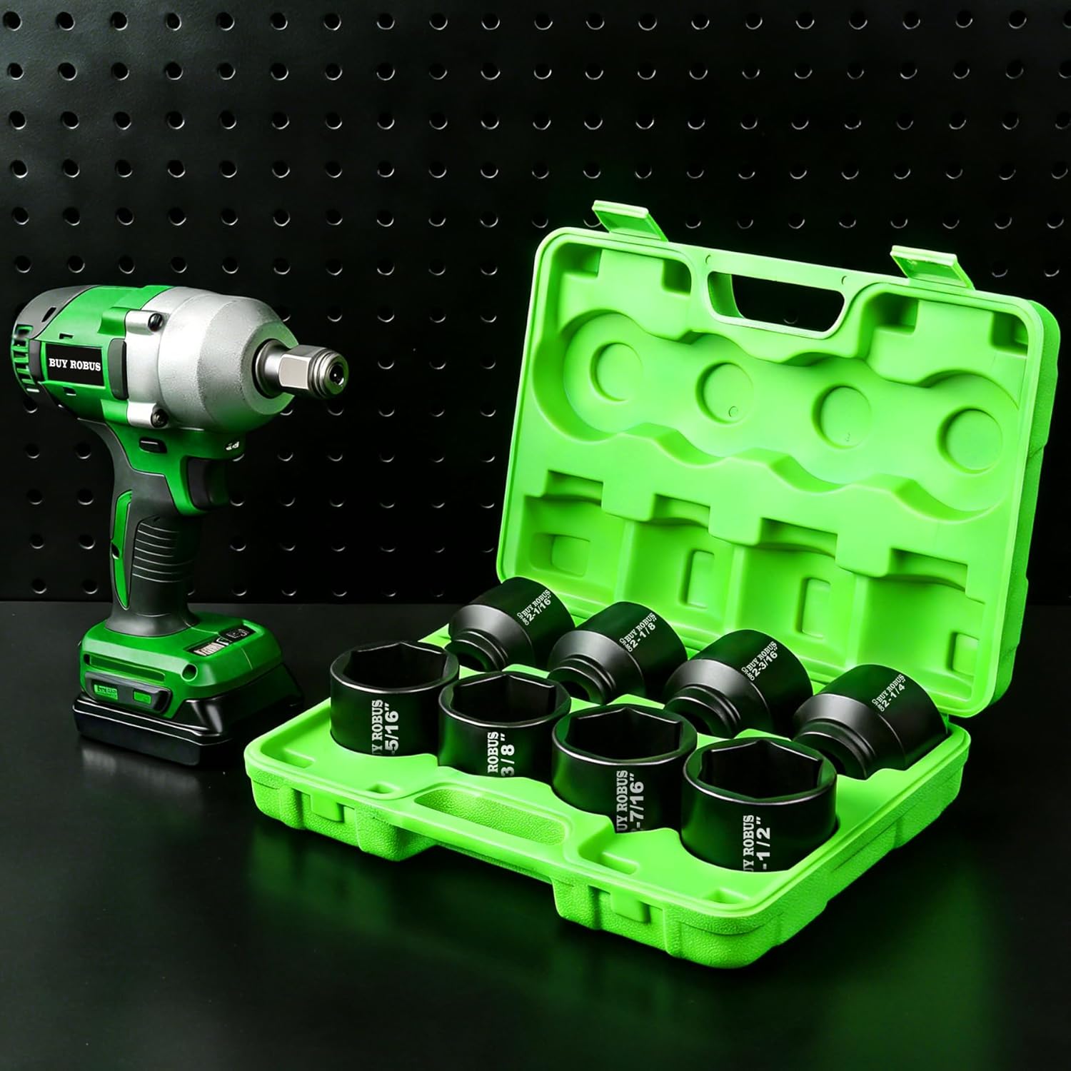 3/4 Drive Stubby Impact Socket Set, 8 PCS Axle Nut Set 12point SAE Standard Sizes 2-1/16, 2-1/8, 2-3/16, 2-1/4, 2-5/16, 2-3/8, 2-7/16, 2-1/2, Heavy Duty Use In Removing And Installing Axle Nuts