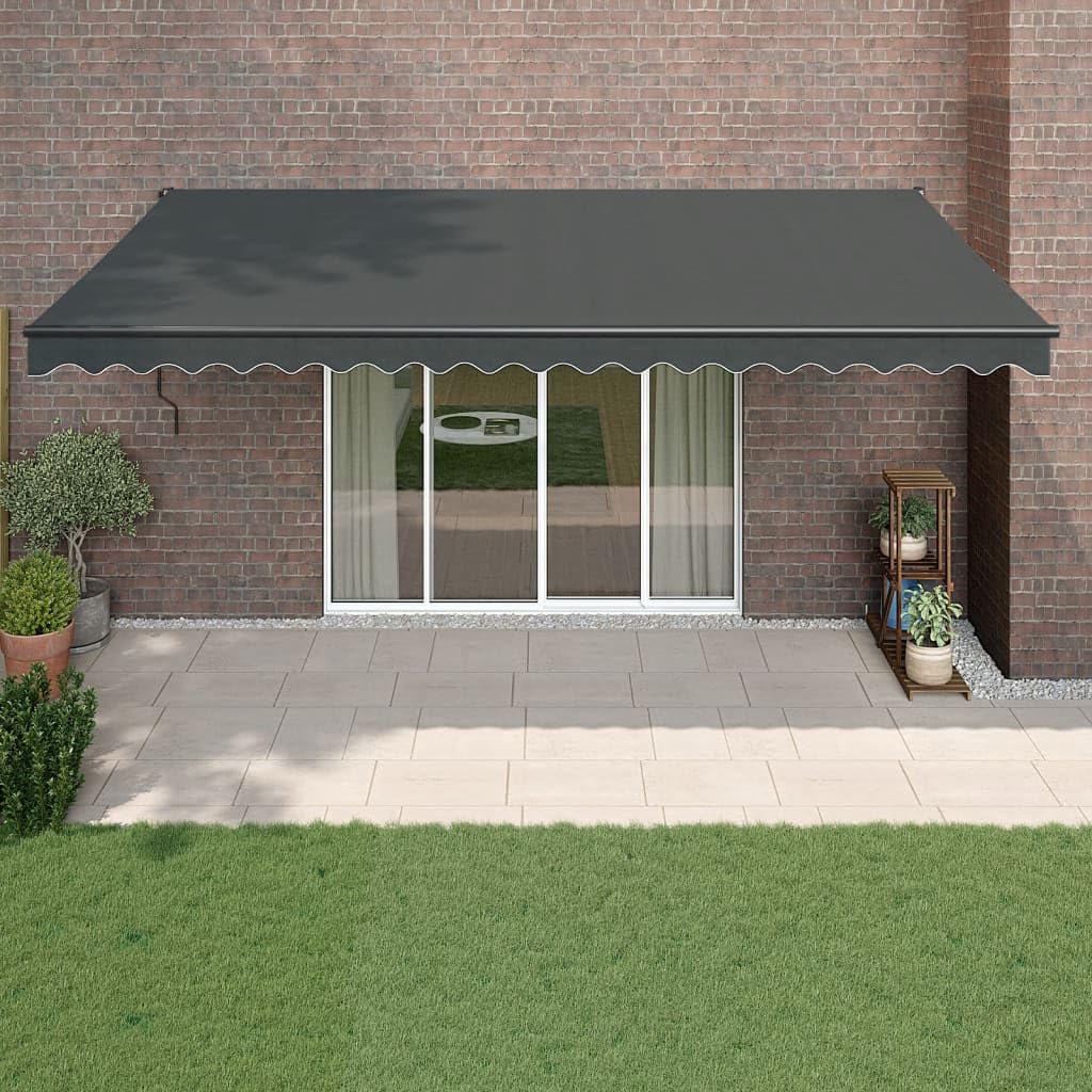 Store banne rétractable motorisé gris 5x3m en alu et tissu anti-UV pour terrasse