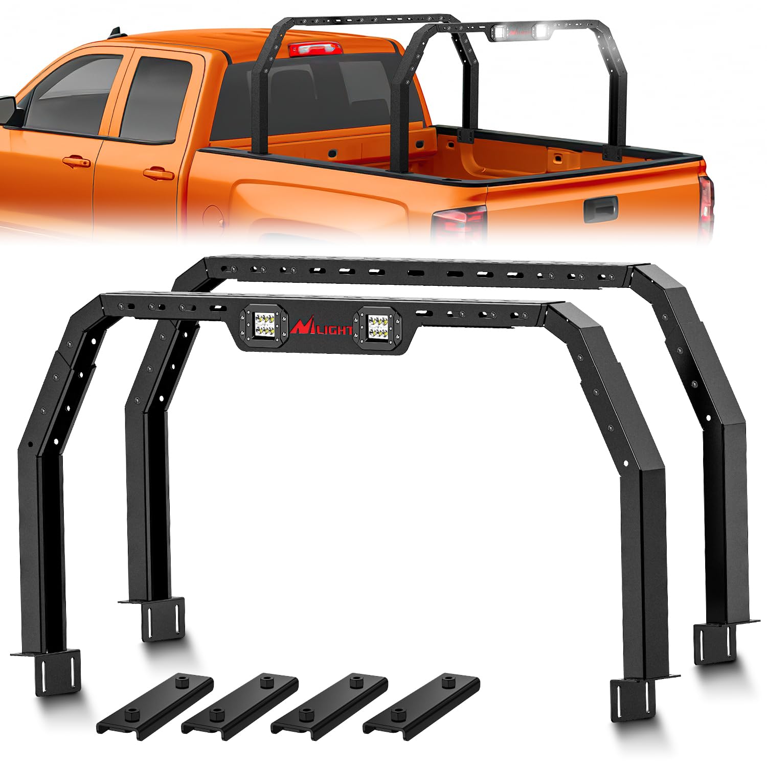 Photo 1 of Nilight Adjustable 27-30" High Truck Ladder Bed Rack Compatible with Tacoma/Tundra/Ram 1500/ Silverado/Sierra 1500/ F150/ Gladiator JT/Titan/Frontier/Colorado/Canyon/Ranger with 2 LED Lights