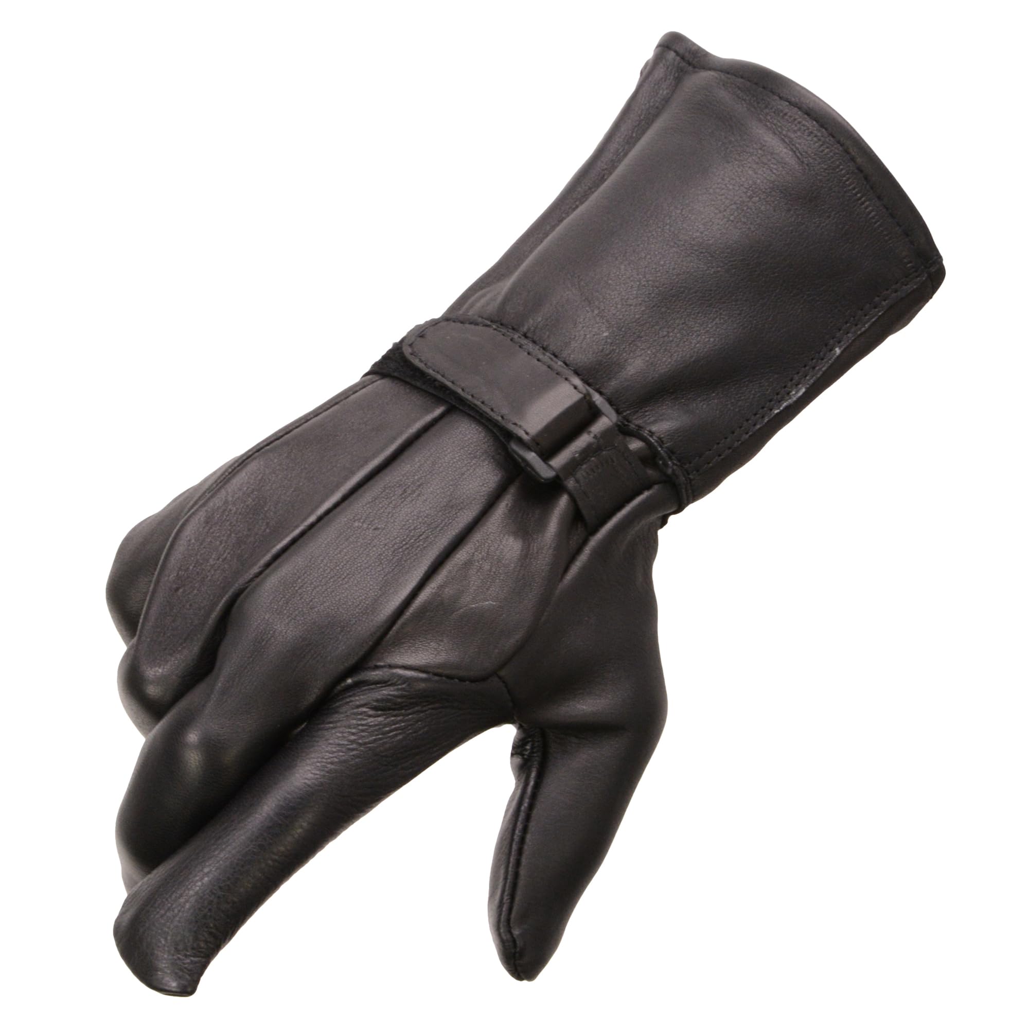 Milwaukee Leather SH864 Men's Black Deerskin Unlined OR Thermal Lined Gauntlet Gloves Available (Large, Unlined)