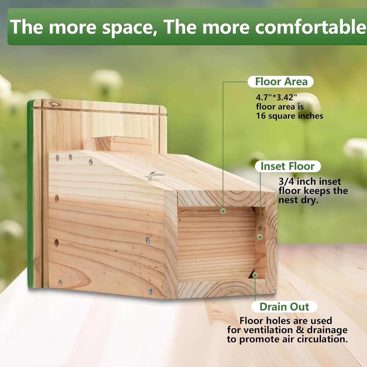 3/4 Inch Thick Cedar Bird House with Metal Predator Guard | Squirrel Proof Nesting Box for Easy Cleaning | Outdoor Wooden Bluebird House for Wild Bird Watching, Swallow, Wren, Chickadee