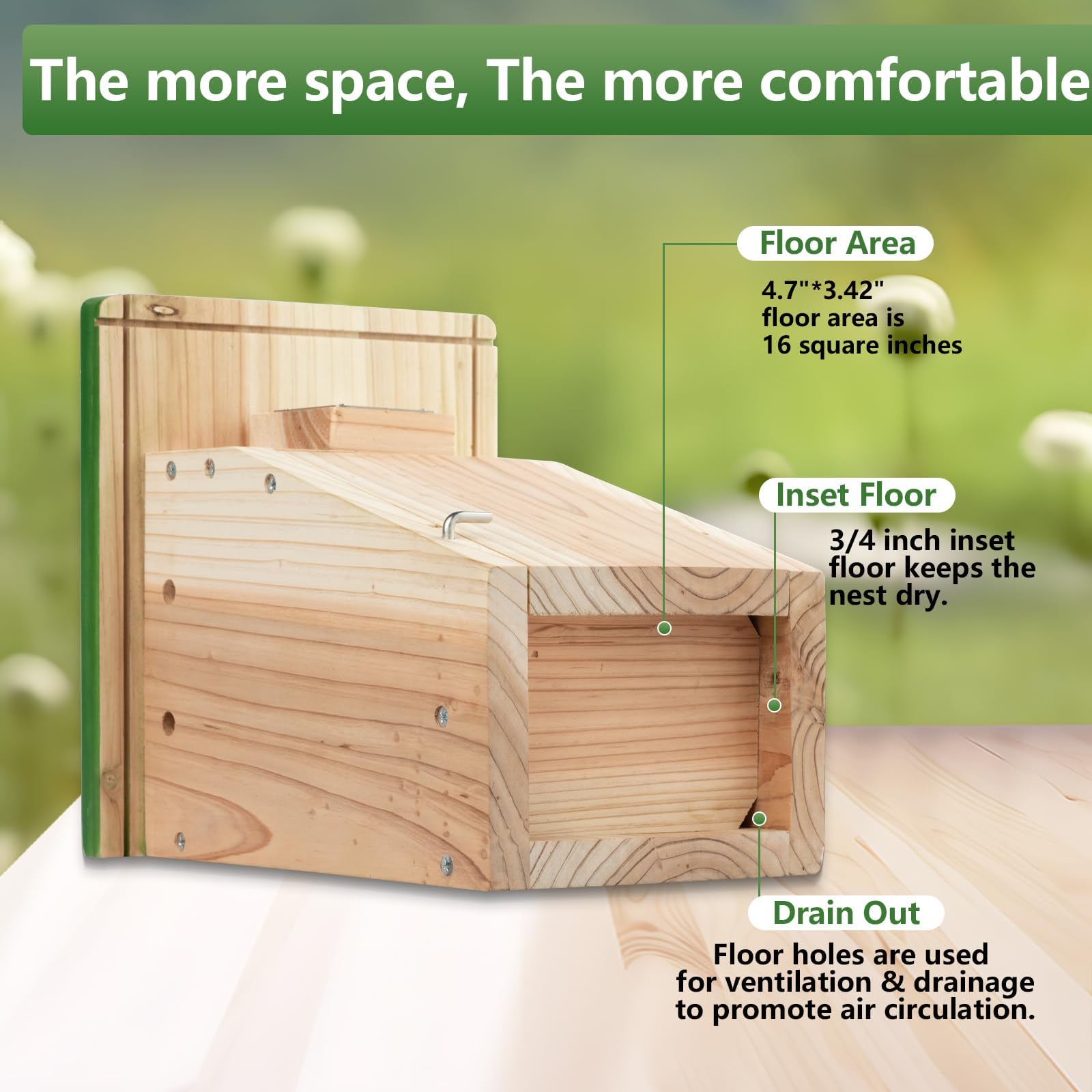 Casas para pájaros de cedro de 3/4 pulgadas de grosor con protector de depredador de metal, caja anidable para pájaros para una fácil limpieza, casas de madera para pájaro azul para exteriores, 7