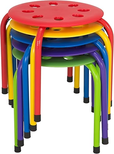 Norwood Commercial Furniture - Juego de taburetes apilables de varios colores para niños, asientos flexibles para el hogar, mesas de niños, aulas