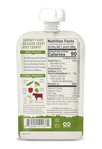 Miniatura 3 de Serenity Kids Paquete de 6 meses de muestras de proteínas para alimentos para bebés  Carne de res, bisonte, pollo, pavo, salmón (20 unidades)