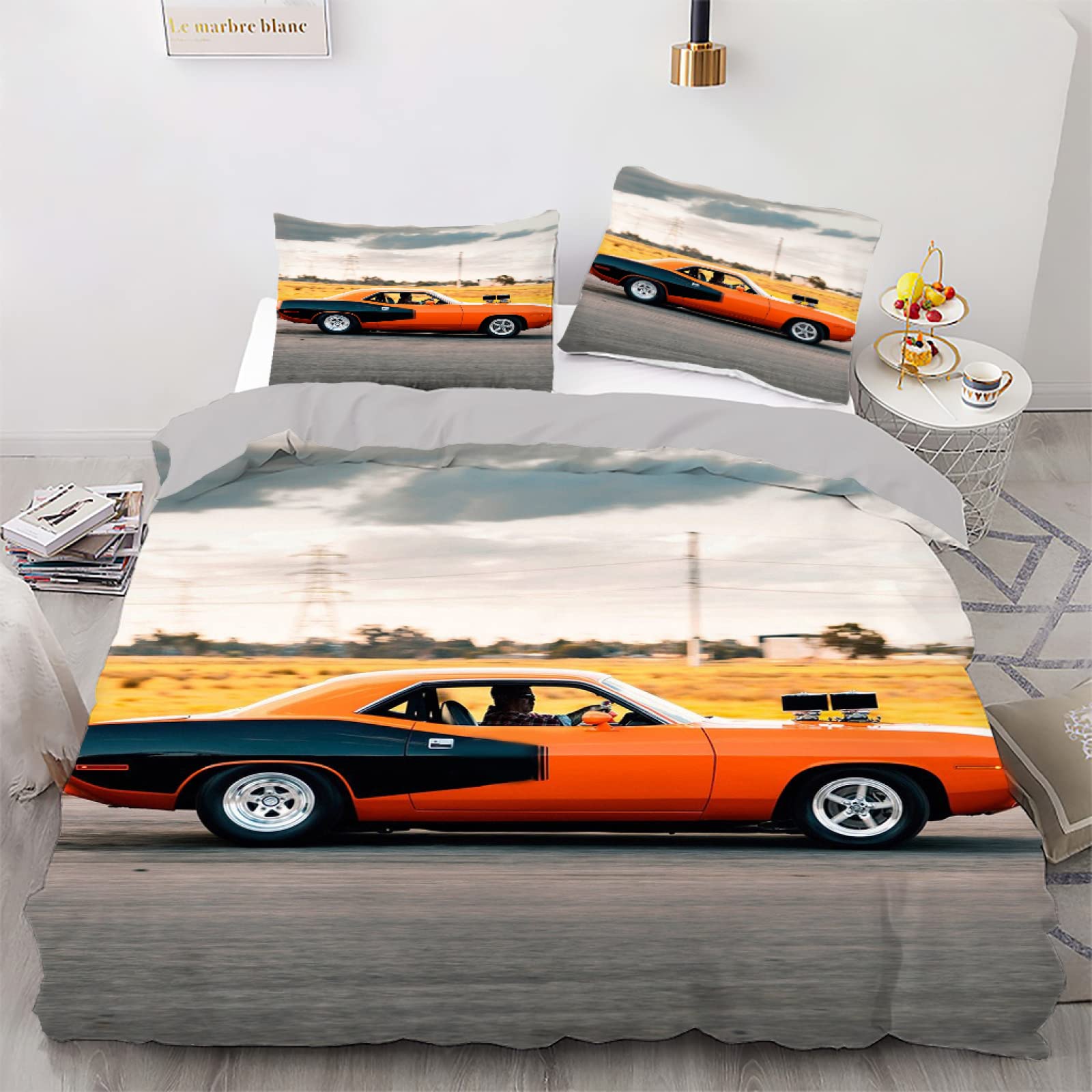 Parure de lit 90x190 enfant microfibre anti-plis voiture sport
