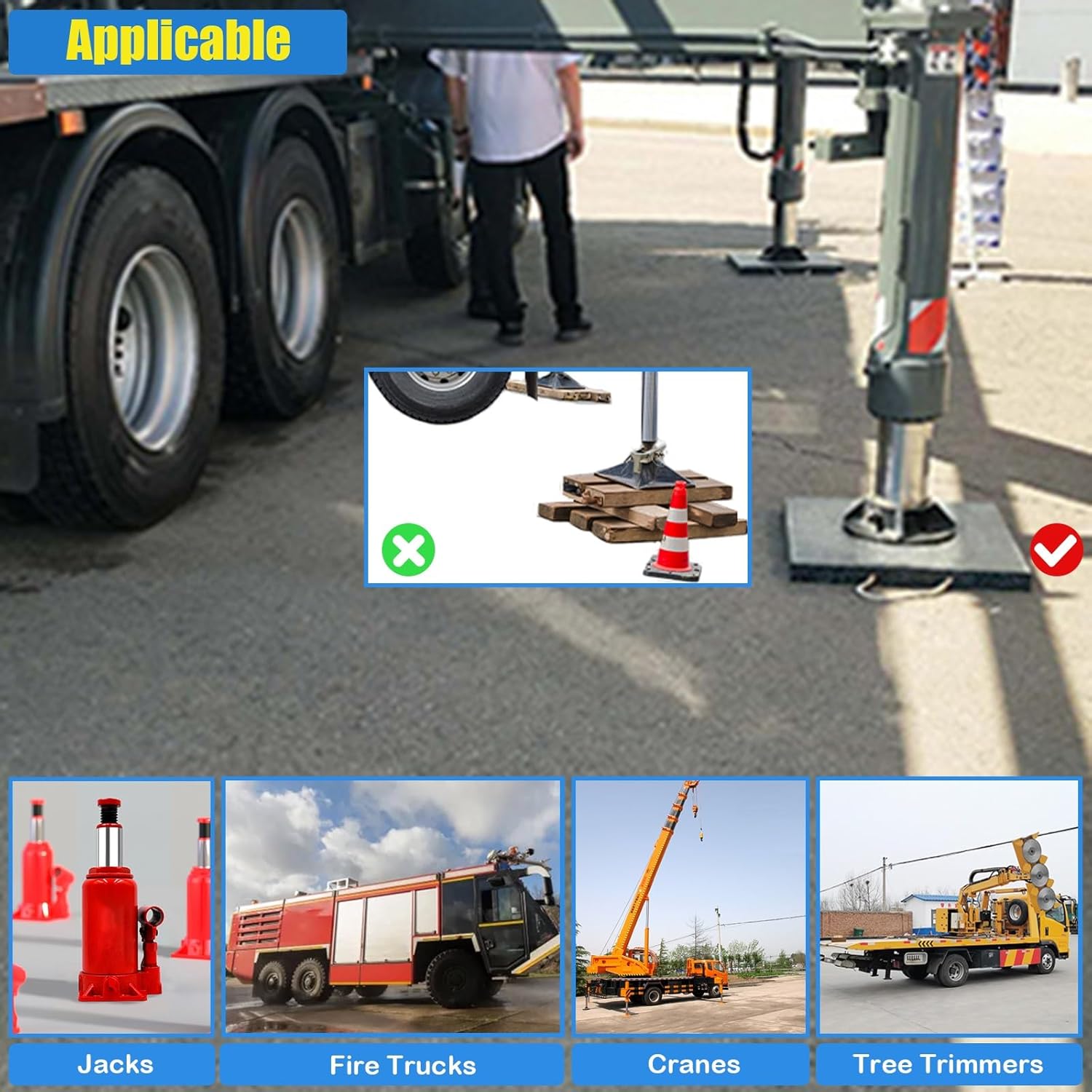 Landing Pad RV Leveling Blocks Crane Trailer Outrigger Pad, Heavy Duty Stabilizing Pad for Bucket Trucks Tows Wreckers, with Handle (Color : B, Size : 30x30x4cm/11.8x11.8x1.6in)