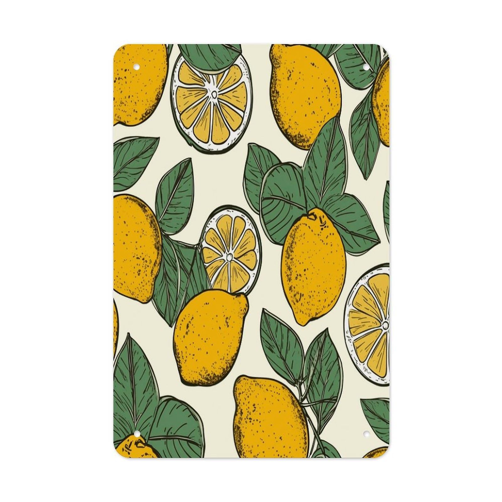 VstaDank Lemon Fruit Pattern Metal Tin Signs Personalized Wall Art Prints Decoration Art Poster Funny Vintage Tin Sign Iron Sheet Painting Metal Signboard Decor Painting for Wall Decor