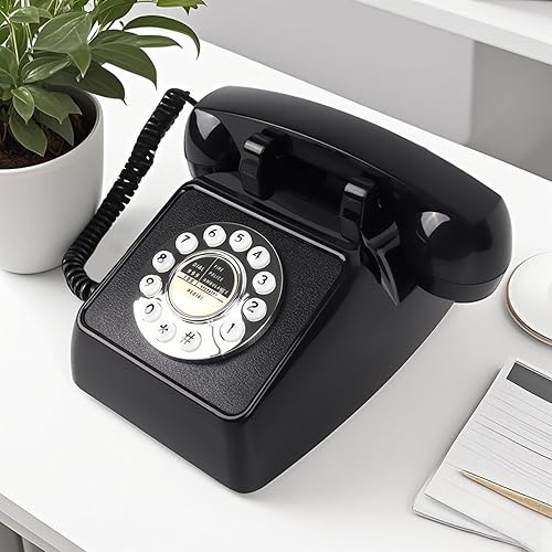 Miniatura 2 de Teléfonos de casa retro fijos, teléfono de escritorio vintage con cable para personas mayores, teléfono de trabajo retro antiguo con