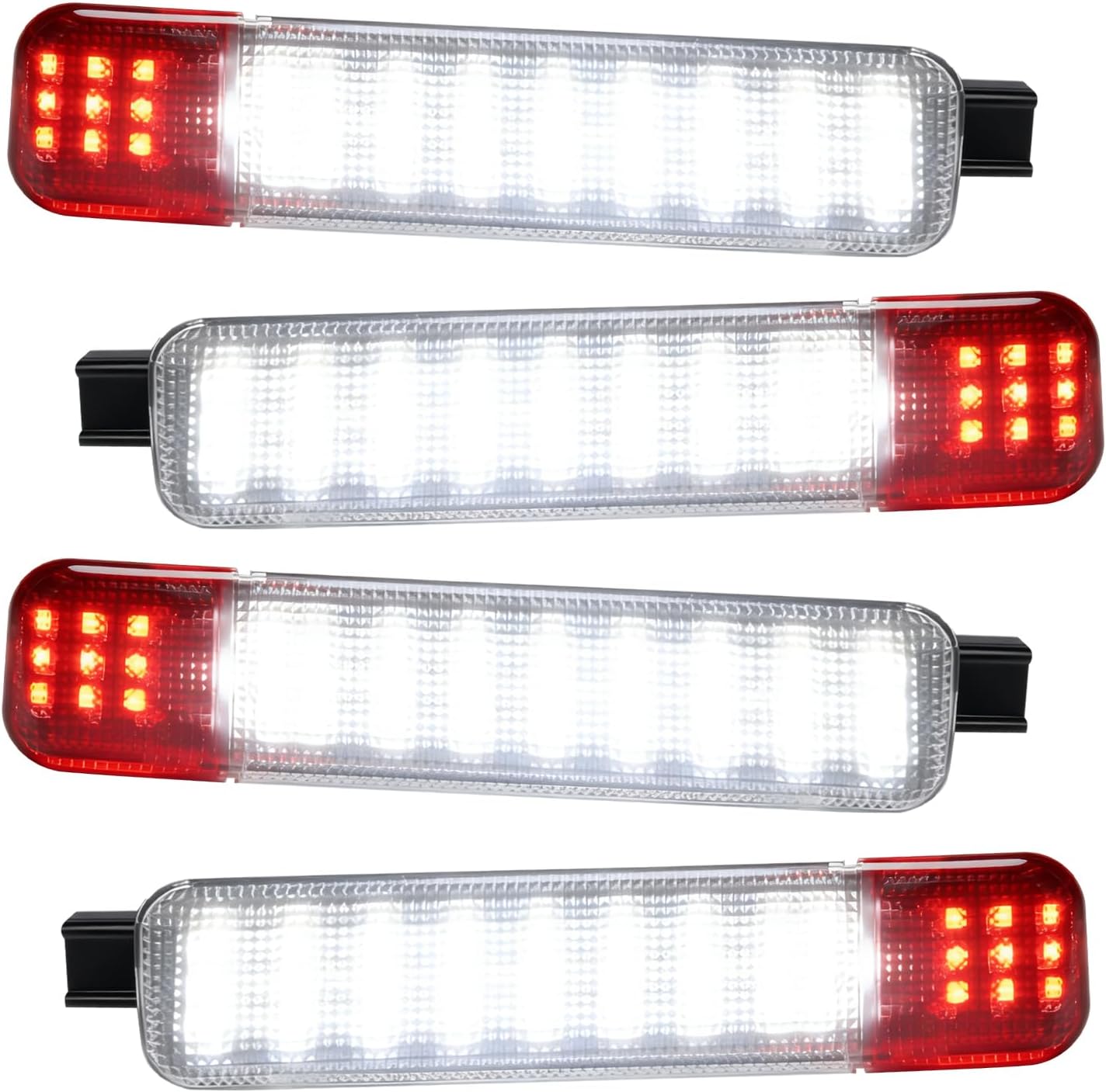LESAUCE LED Interior Door Light Door Panel Courtesy Warning Light Lamp Assembly for 1999-2006 Silverado/Sierra 1500 2001-2006 3500 2500 HD 1999-2006 Yukon 1995-1999 C1500 C2500 C3500, Red&White, 4PCS