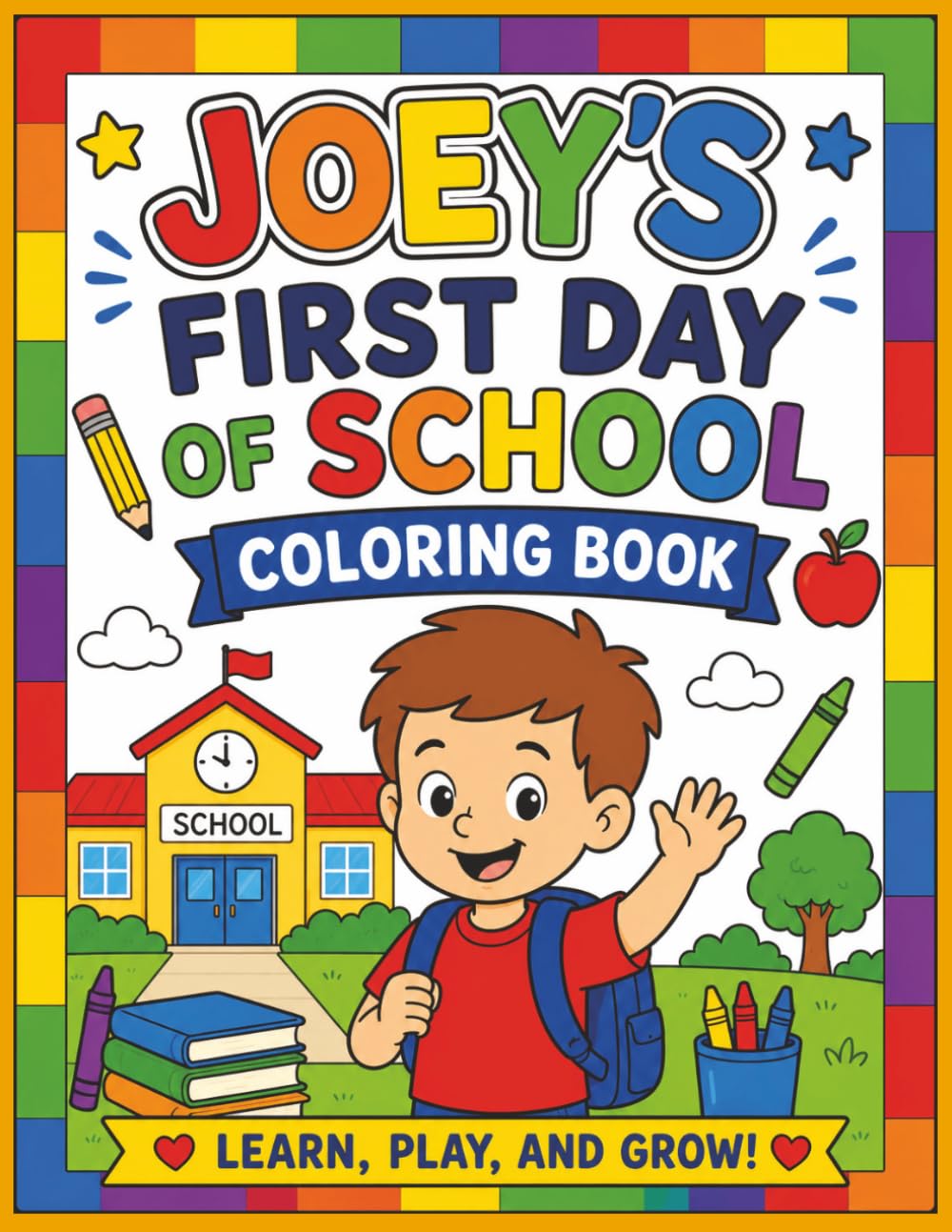 Joey's First Day of School Coloring Book: Perfect for Preschool, Kindergarten, and Early Elementary Kids Learning About Their First School Adventure