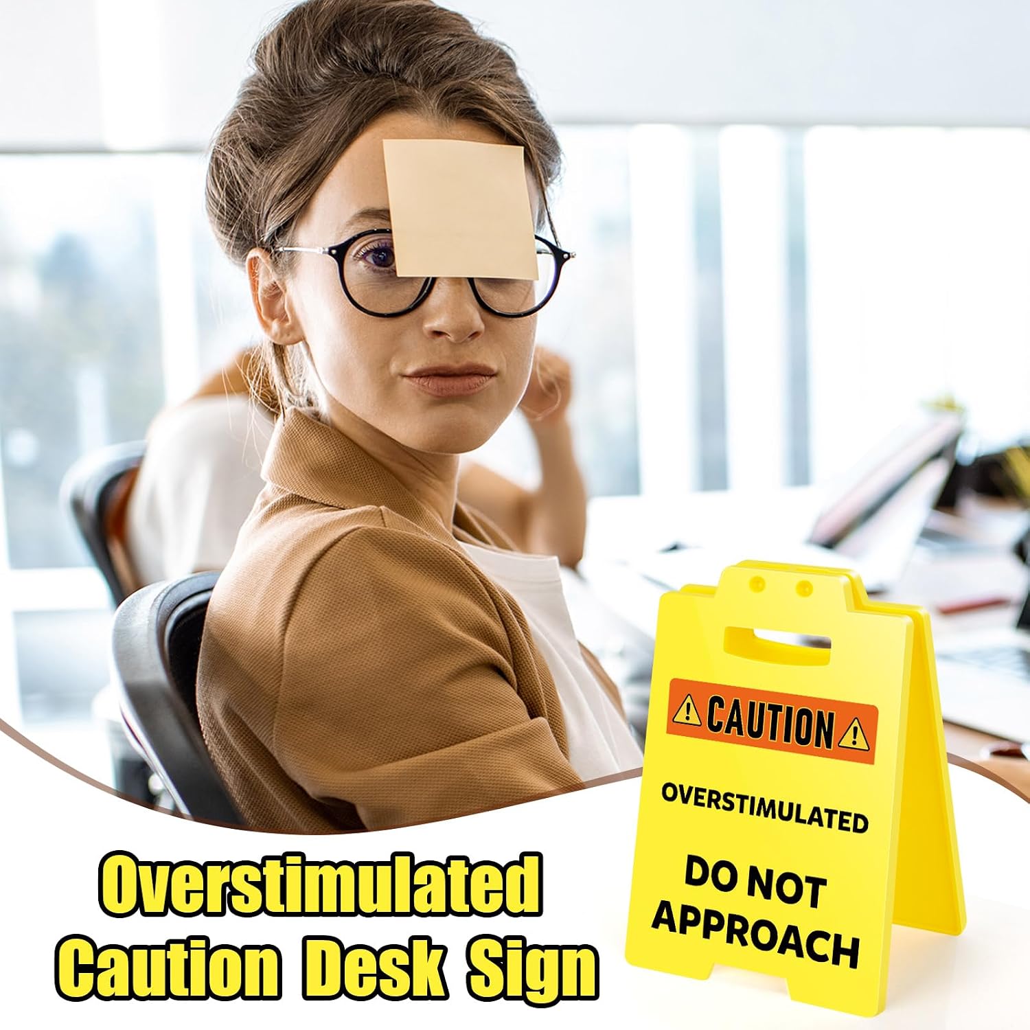 MBL Funny Office Decor Accessories - Answer Desk Rates, Warning Caution Overstimulated Desk Plaque Sign, Gag Fun Cubicle Decoration Gifts for Women Men Coworker Teammate Teacher Employee Boss Day image 4