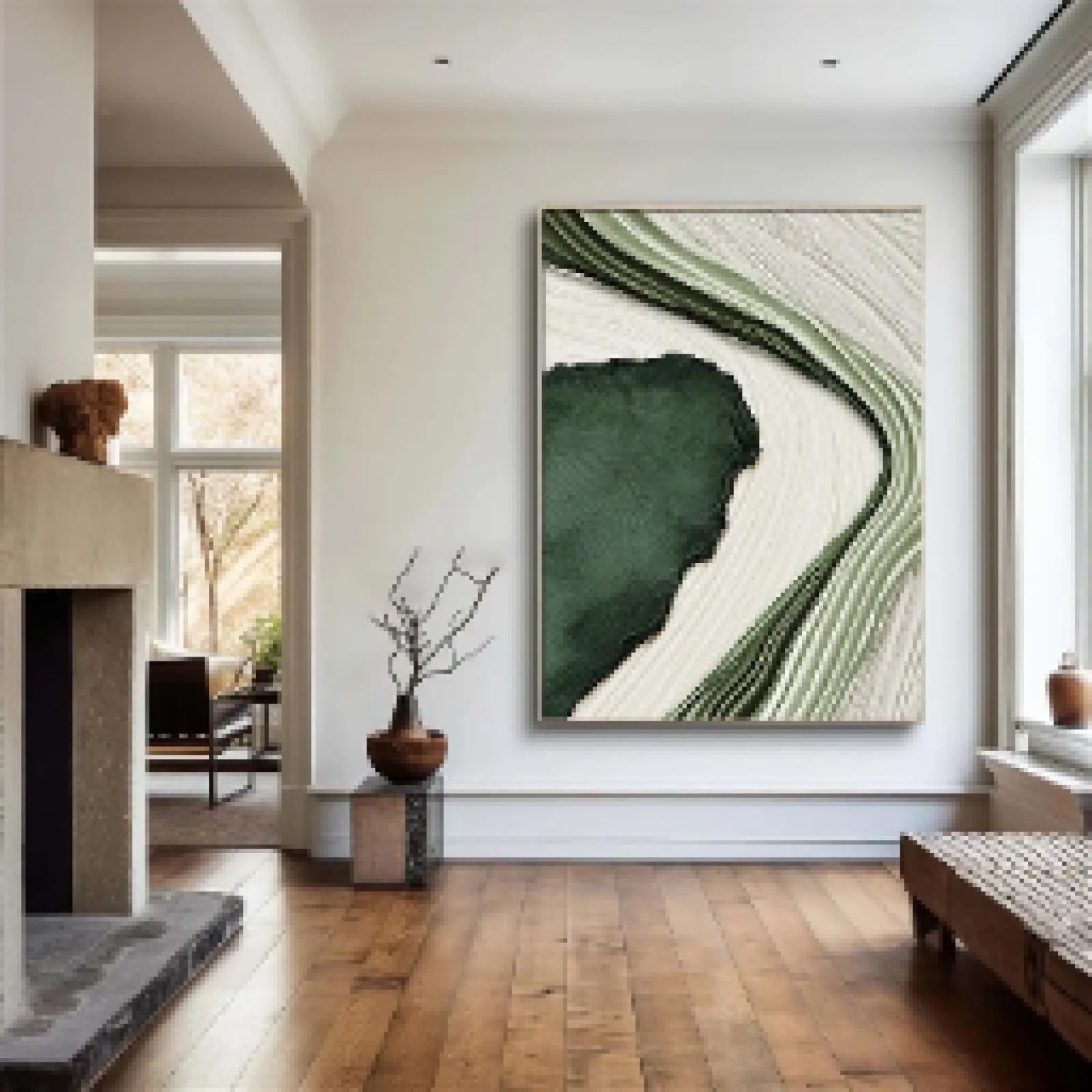 Peinture sur toile abstraite verte dorée affiche murale 50x75 - 8