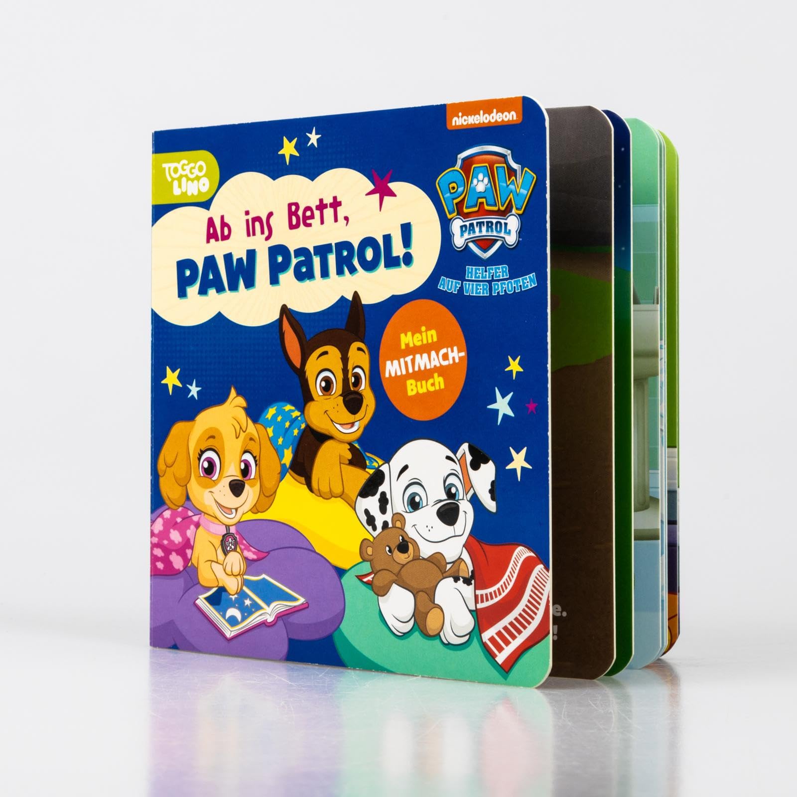 PAW Patrol Pappbilderbuch: Ab ins Bett, PAW Patrol!: Interaktive Gutenachtgeschichte für Kinder ab 3 Jahren | Mit Marshall, Rubble, Chase, Rocky und Skye