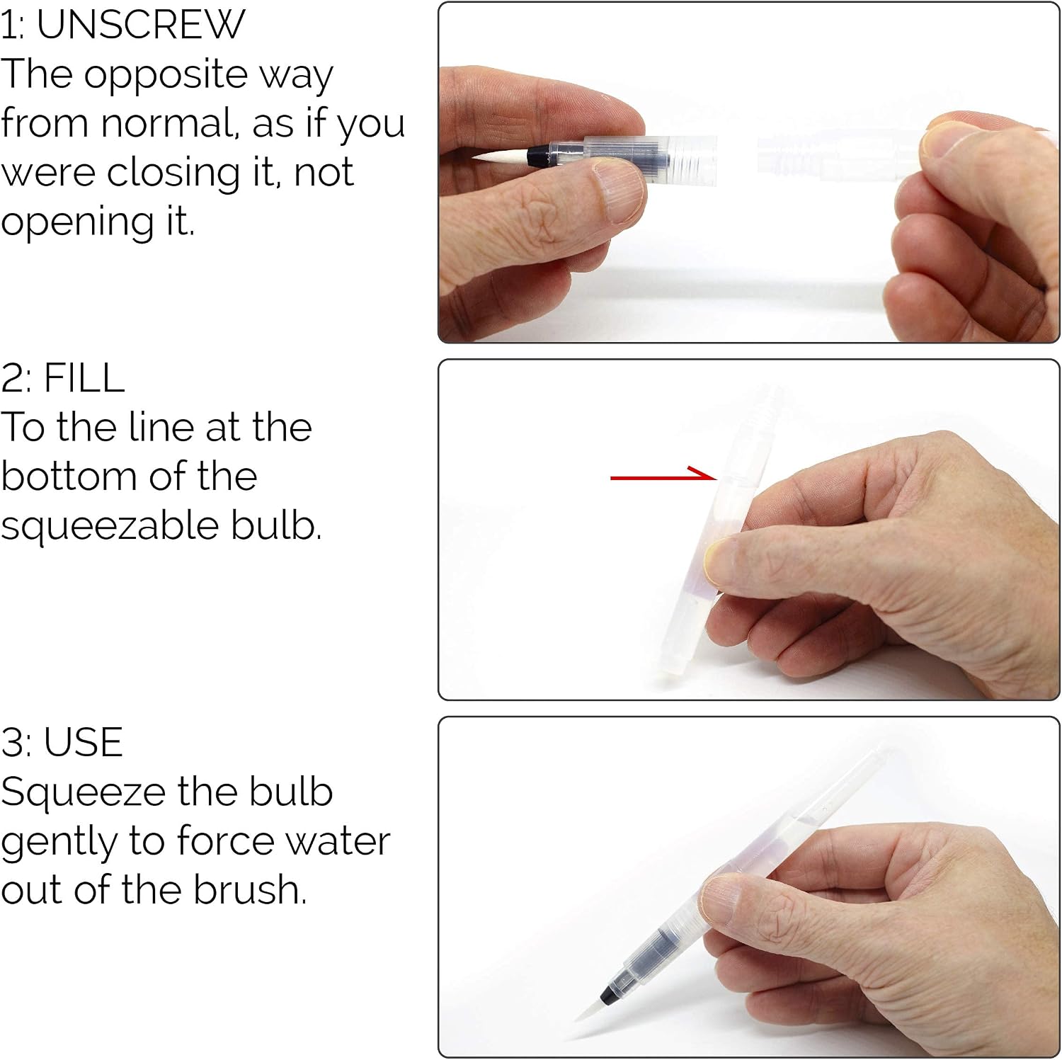 Chromatek AquaPens. Set of 6 Refillable Aqua Watercolor Brushes with Nylon Tips. Easy Water Brush Pens for Painting. Blending & Calligraphy. Includes Online Video Tutorials & Templates
