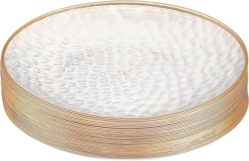 PLASTICPRO Paquete de 30 platos de plástico martillado, platos de plástico desechables pesados, elegantes platos de fiesta con borde martillado