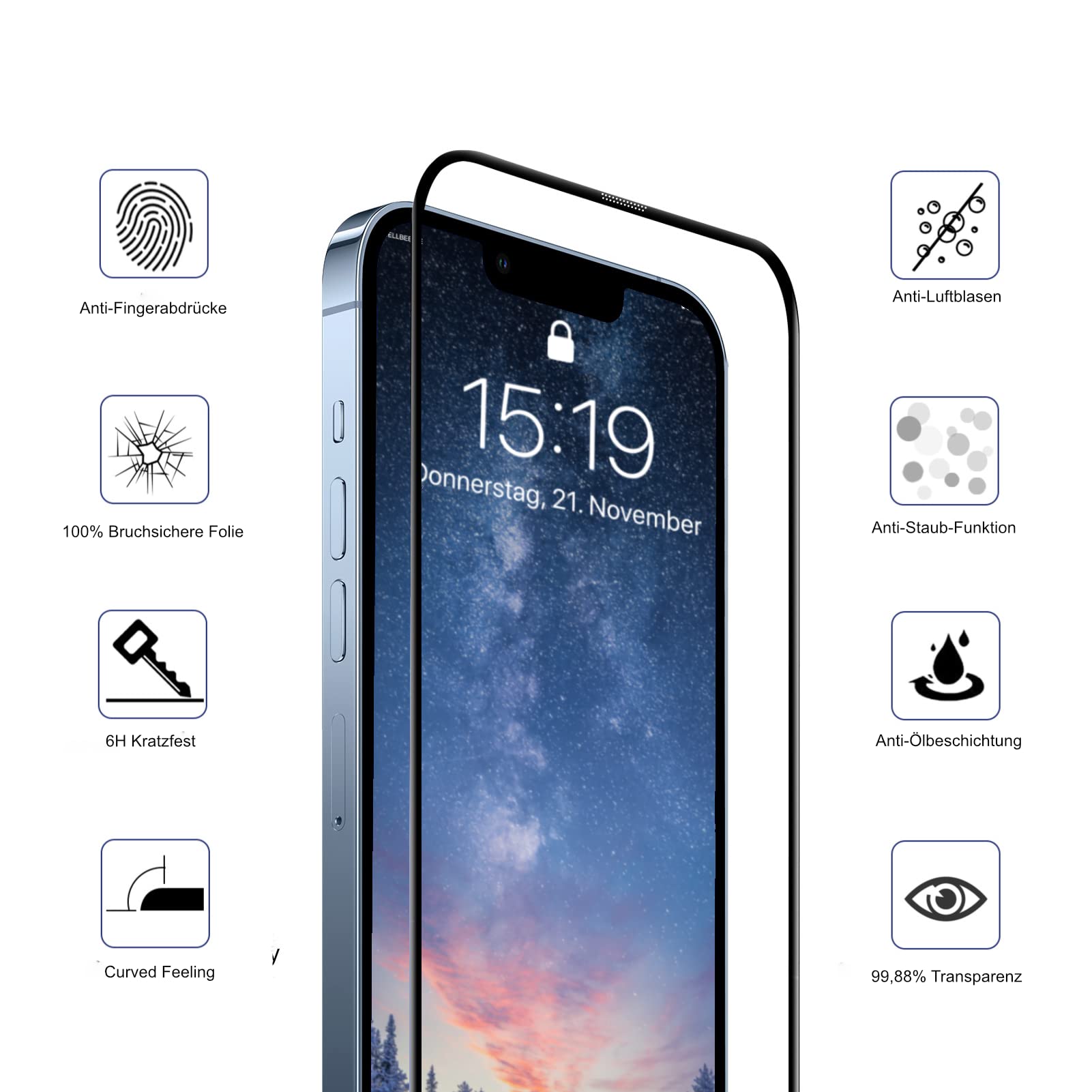 CELLBEE Unbreakable iPhone 13 13Pro Tempered Glass Film Suitable for Apple Tempered Glass Film Dust-Free - Image 2