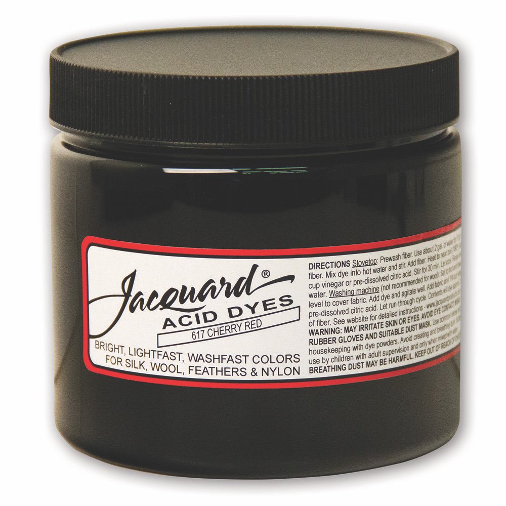 Jacquard Acid Dye for Wool, Silk and Other Protein Fibers, 8 Ounce Jar, Concentrated Powder, Cherry Red 617