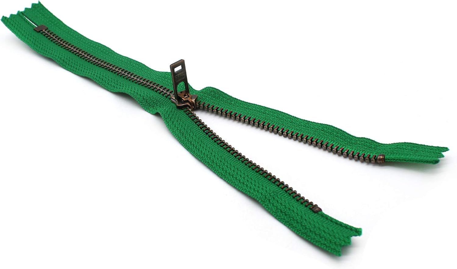 #5 Antique Brass Jeans/Pants Muscade Jewel Green Weight YKK Zippers - Color Jewel Green #876 - Choose Your Length - Made in The United States (1 Zipper Per Pack) (3" Inches)