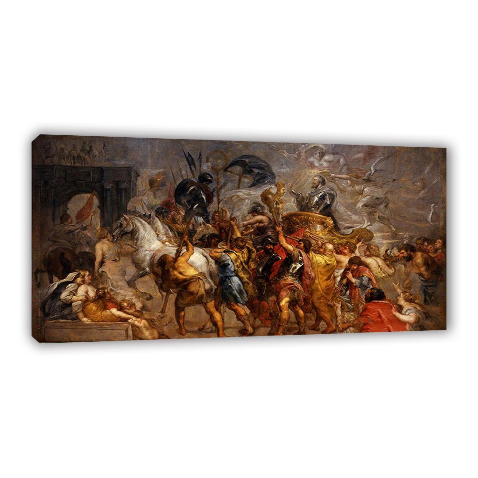 Gerahmt.Leinwandbilder von Peter Paul Rubens. Berühmte Leinwand gemälde Druck Auf Leinwand. 'Triumphaler Einzug Heinrichs IV. in Paris'Poster und Kunstdrucke. Reproduktionen Wandbild 20x40cm(8x16in)