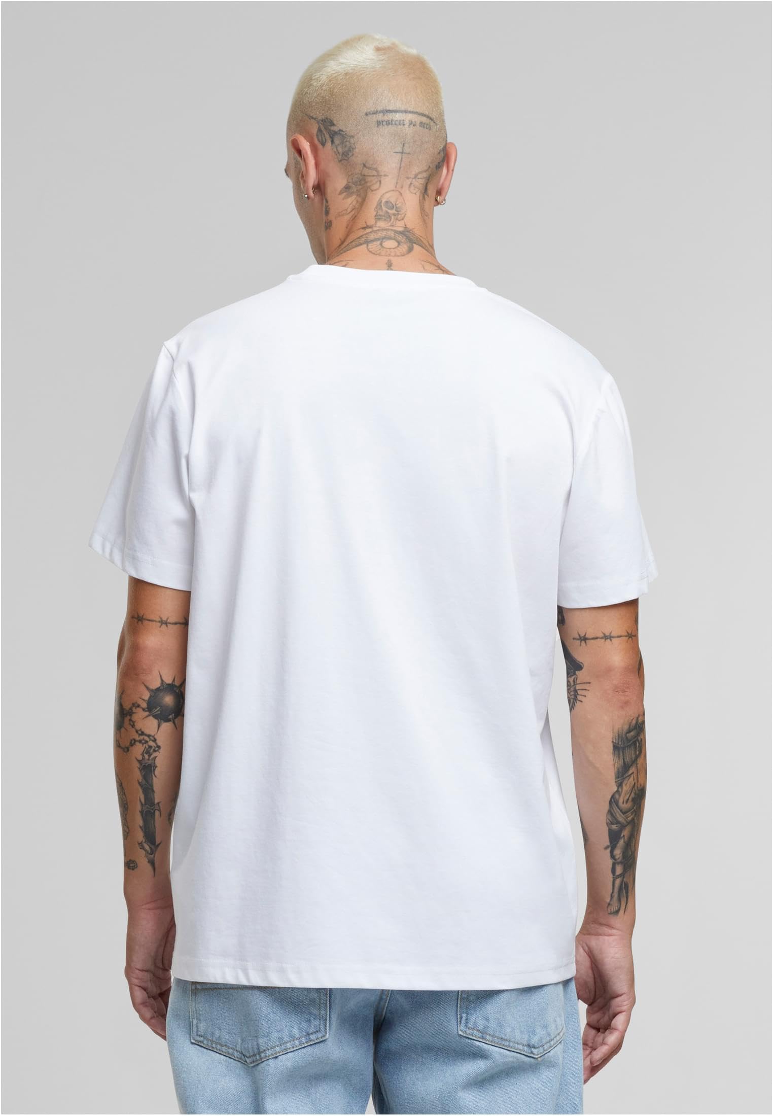 Build Your Brand Męski T-shirt bez kołnierza, biały, S, biały, S