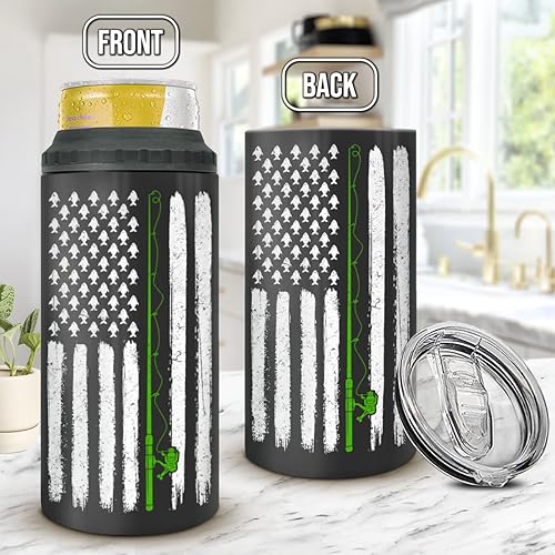 Miniatura 9 de wowcugi Vaso de caza 4 en 1 con diseño de bandera estadounidense de ciervos, acero inoxidable, 16 onzas