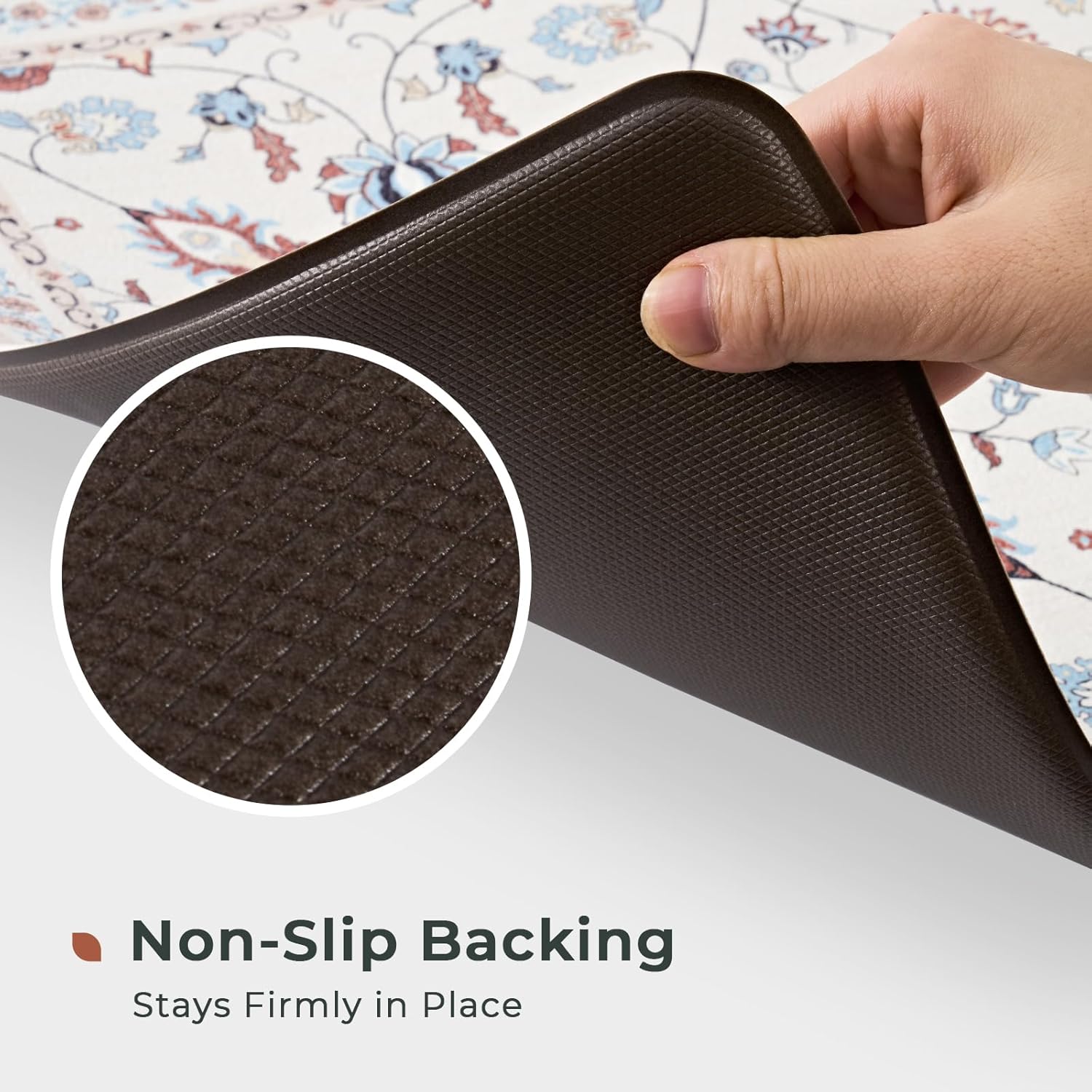 FRESHMINT Anti Fatigue Kitchen Mats for Floor 2 Piece Set, Waterproof & Non-Skid Vintage Floarl Kitchen Rugs, Cushioned Kitchen Mat for Standing Washable Comfort Desk Kitchen Runners, 17x30''+17x47''