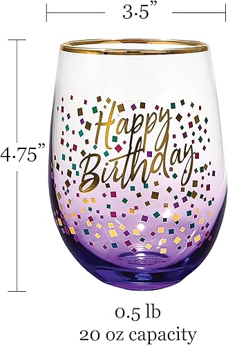 Miniatura 2 de Spoontiques Happy Birthday - Vaso sin tallo, morado, 20 onzas