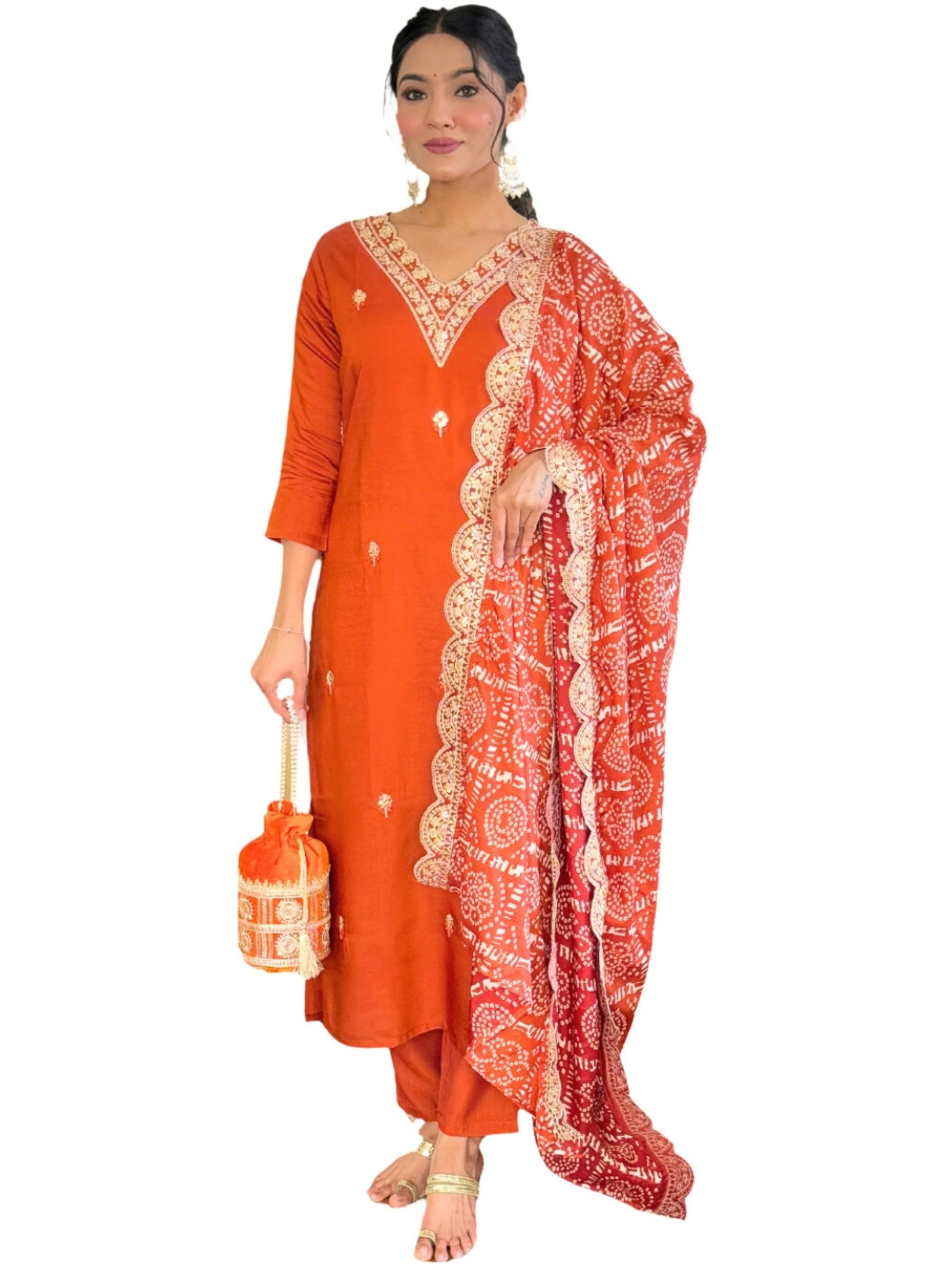 naixa Women's BSY Viscose Embroidered Straight Kurta with Pant and Dupatta Sets (NX-640)-picture-52