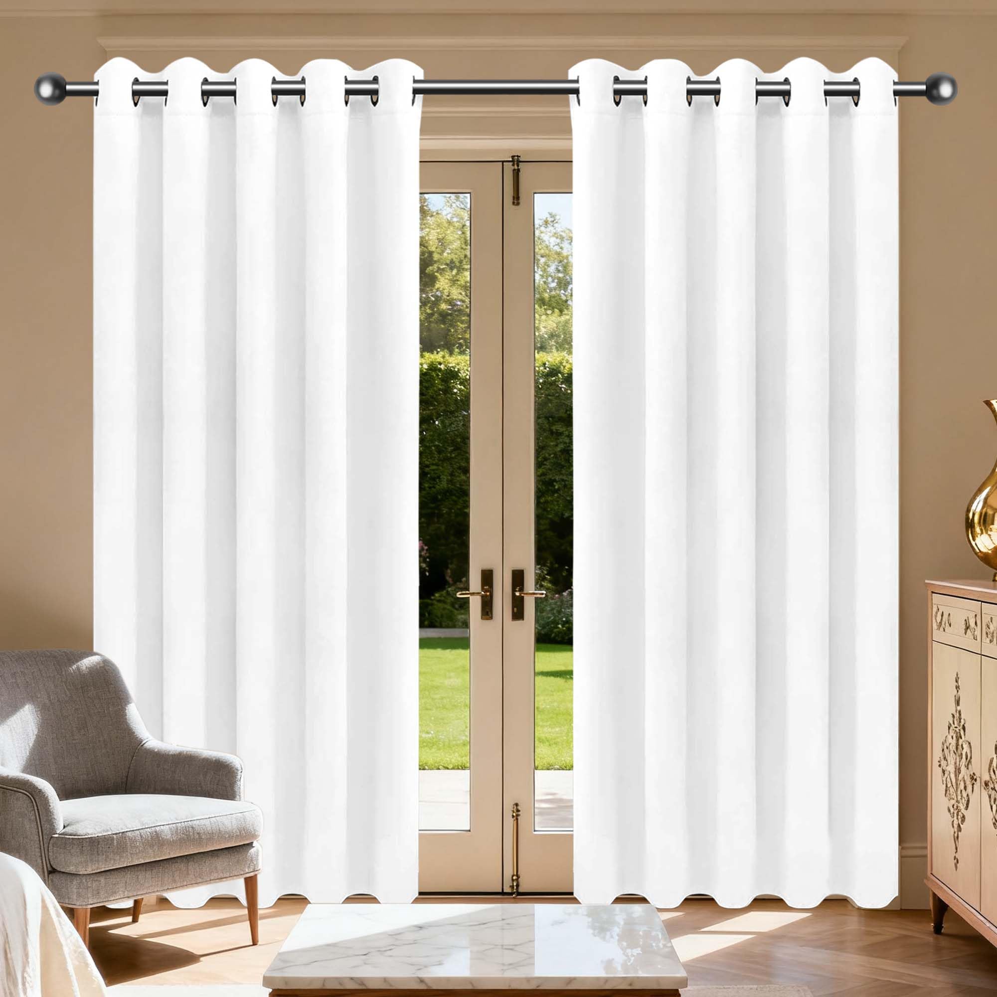 Rideau pour chambre adulte blanc occultant et tamisant 380 x 205 cm